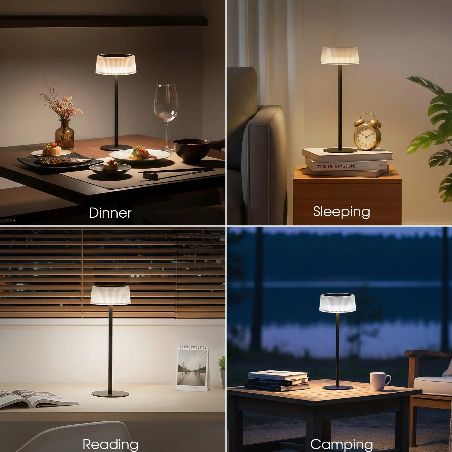 Lámpara de Mesa LED Inalámbrica Recargable 4000 mAh Solar USB-C Táctil 3 Temperaturas IP65 Exterior Terraza Jardín