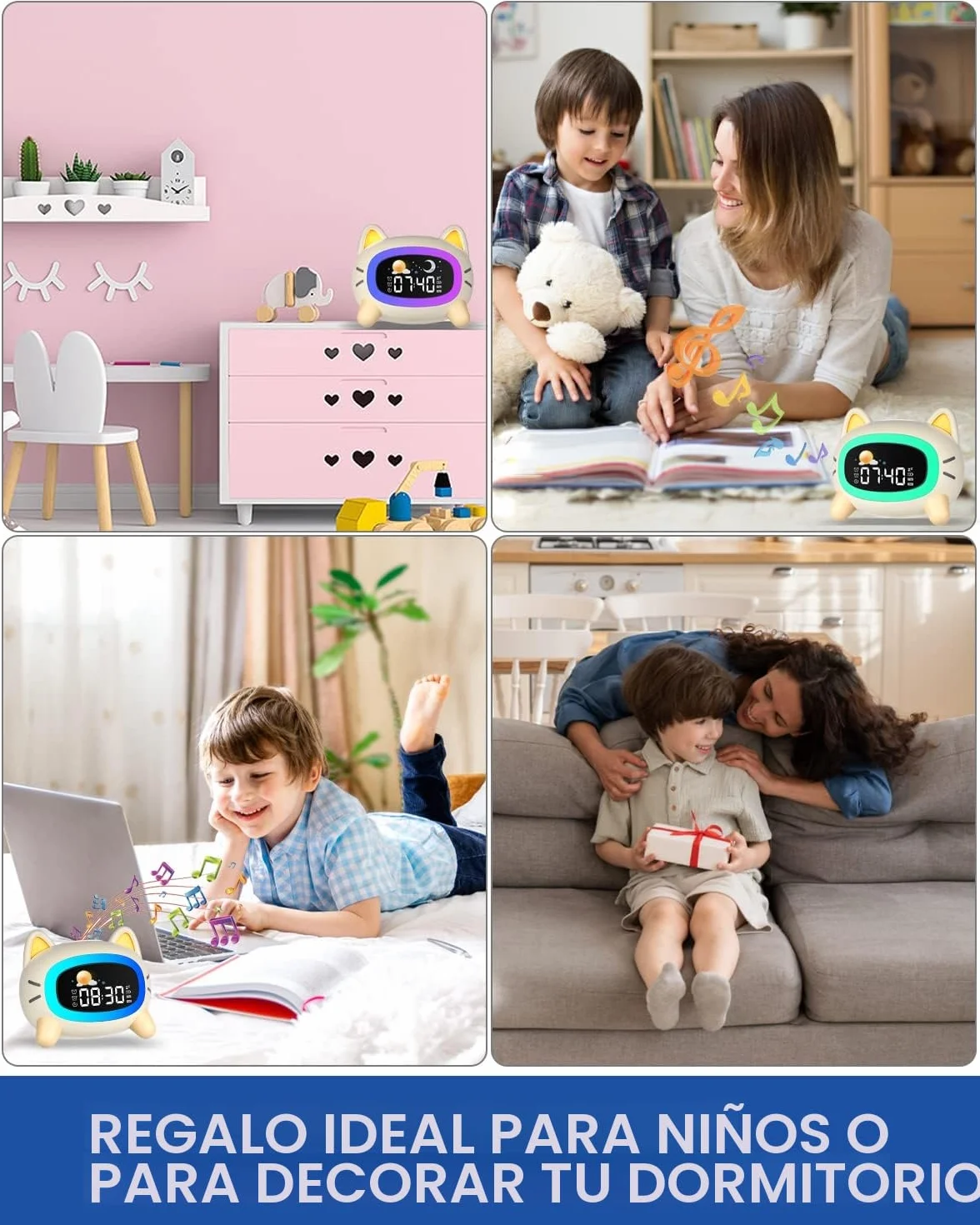 Uplayteck Reloj Despertador Infantil con Luz Nocturna y Alarma Recargable
