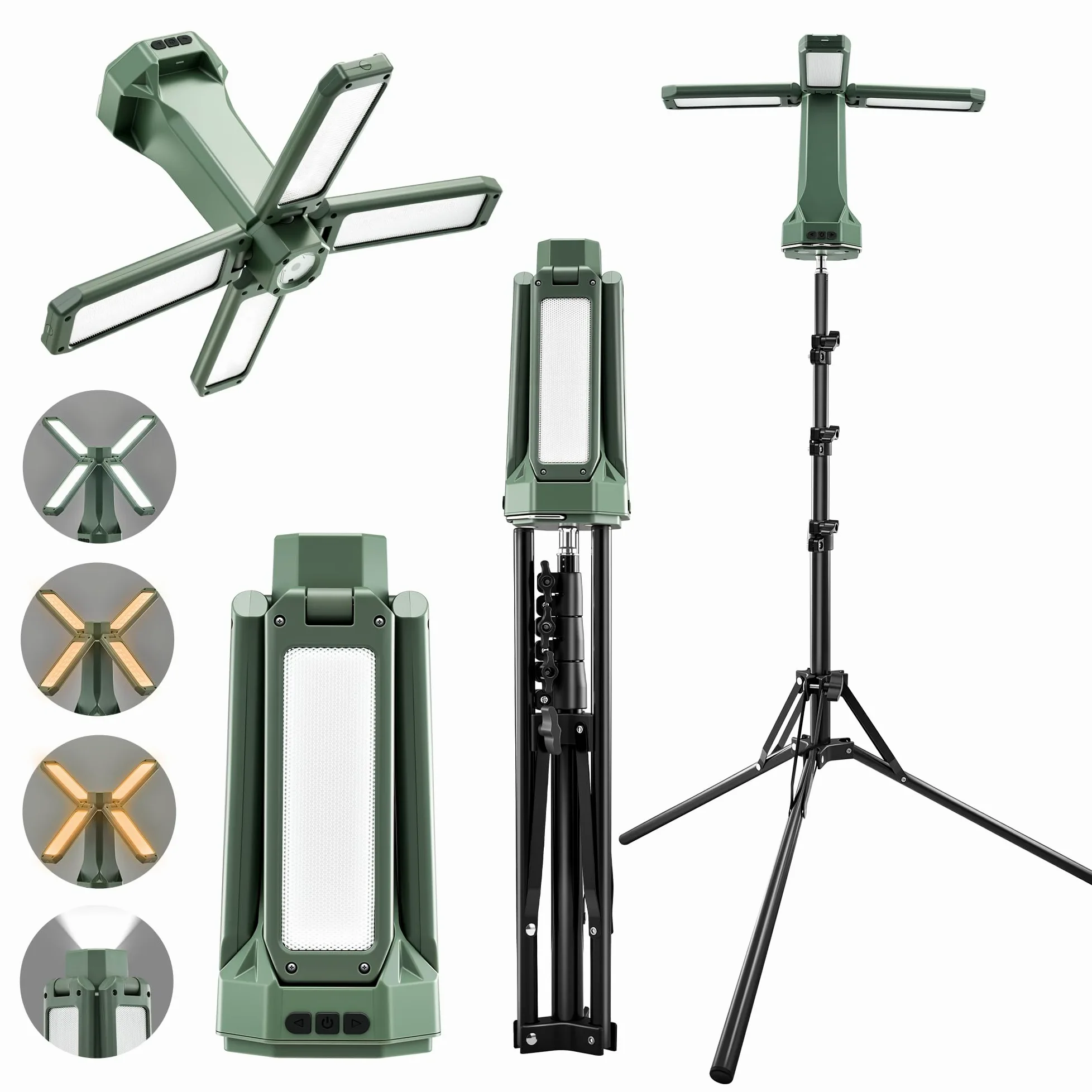 SakerNeo Linterna de camping y linterna recargable, 6500 lm, batería de 20000 mAh, 3 modos de color con base magnética, trípode ajustable (58-67 pulgadas) para camping, emergencia, luz de trabajo
