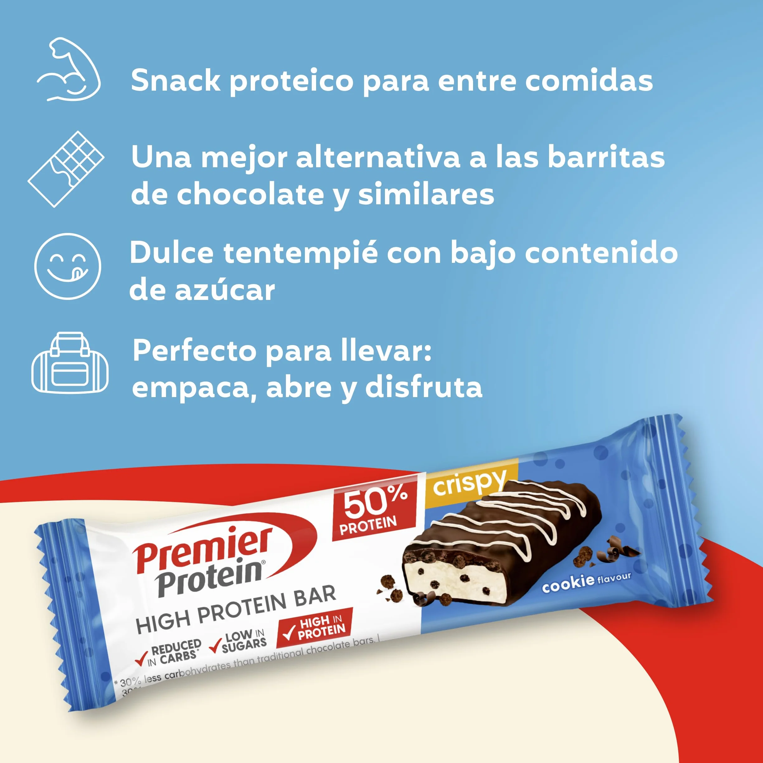 Premier Protein High Protein Bar 50%+Crispy Cookie 16x40g