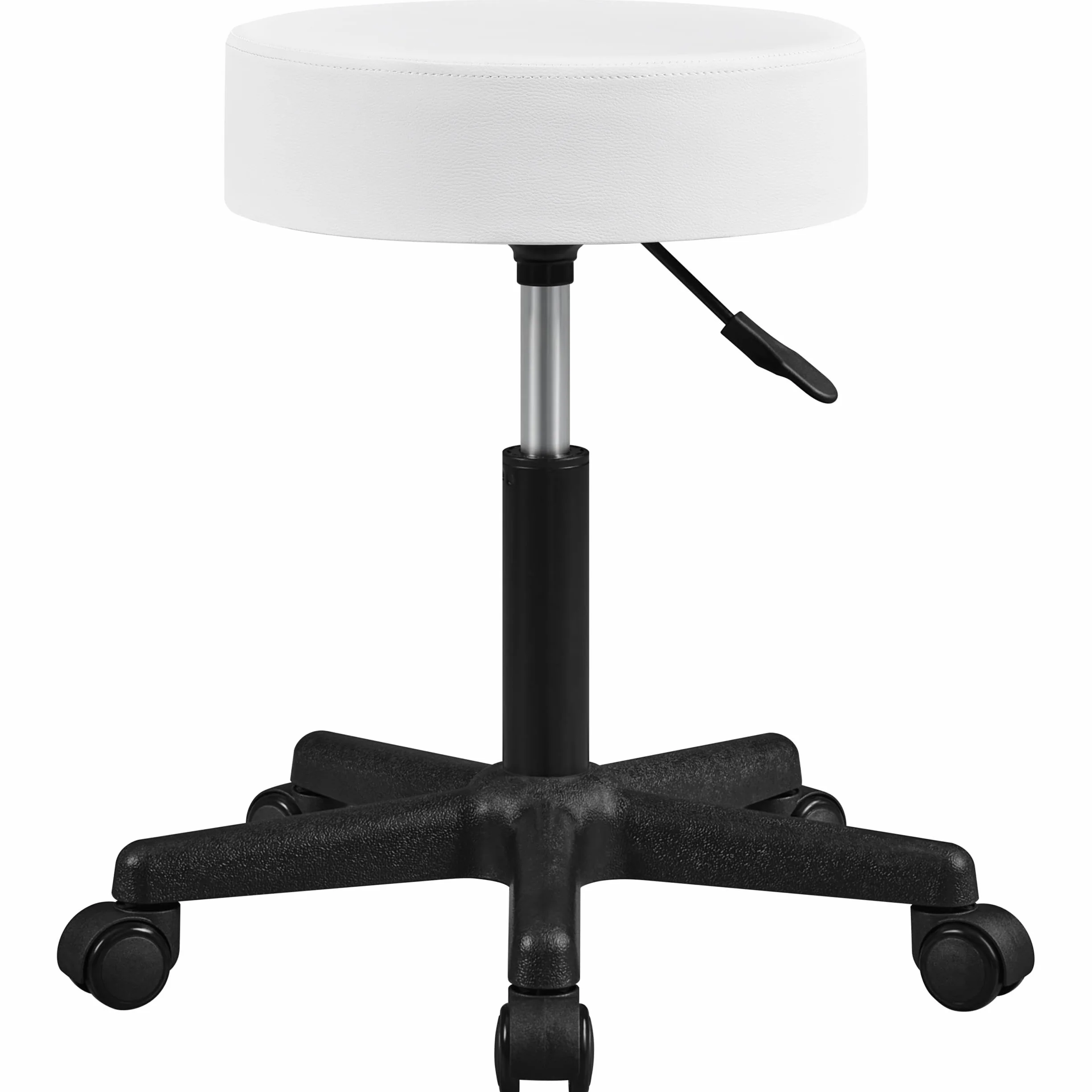 Yaheetech Taburete de Bar Giratorio Regulable en Altura con Ruedas Cubierta PU Blanco