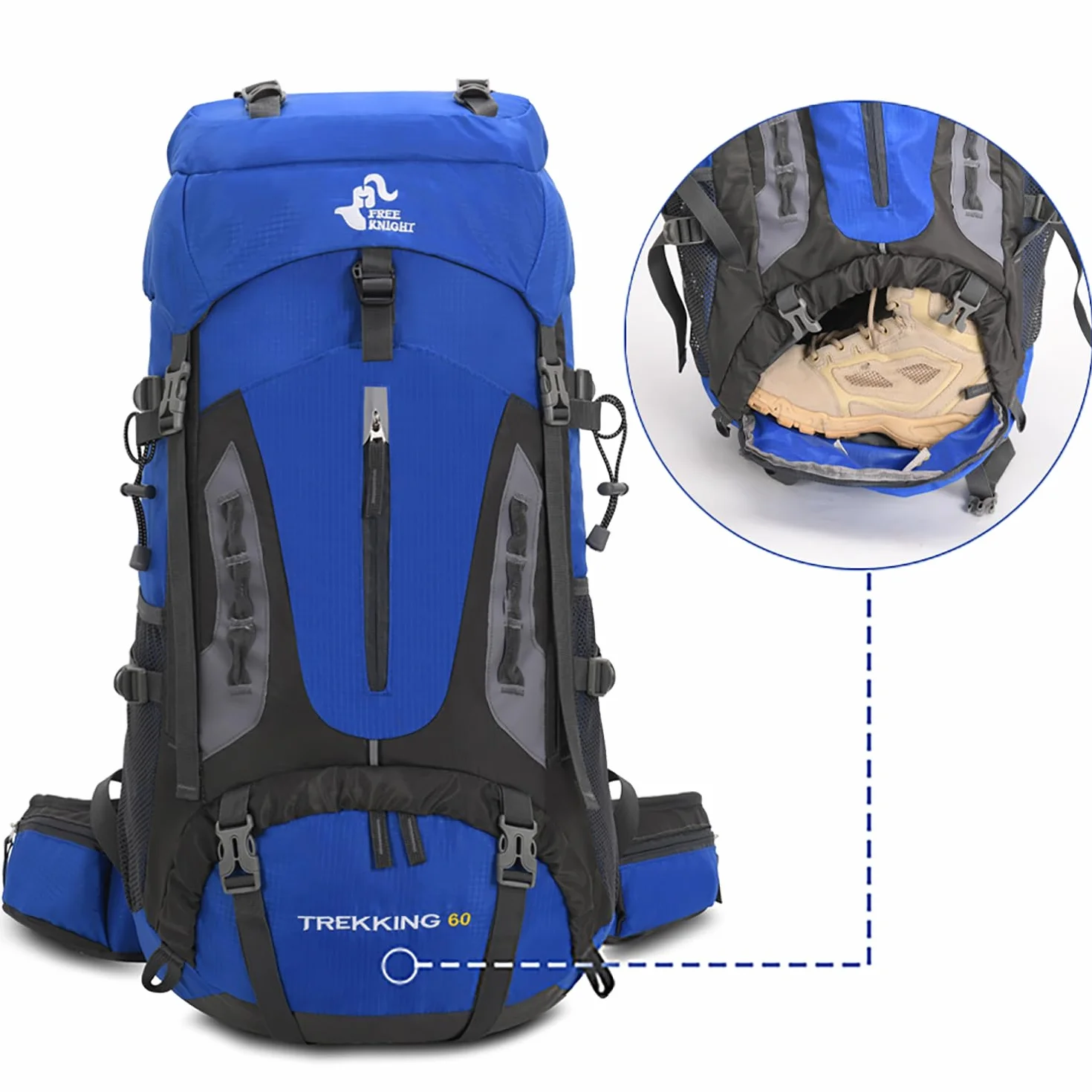 Bseash Mochila de senderismo ligera impermeable de 60L con cubierta de lluvia, mochila deportiva al aire libre para escalada acampar y turismo