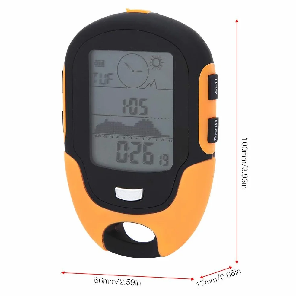 MAGT Brujula Digital Altimetro Digital Brujula Altimetro, SUNROAD Altímetro Digital multifunción para montañismo al Aire Libre FR500 Barómetro de Pesca con brújula(Amarillo)