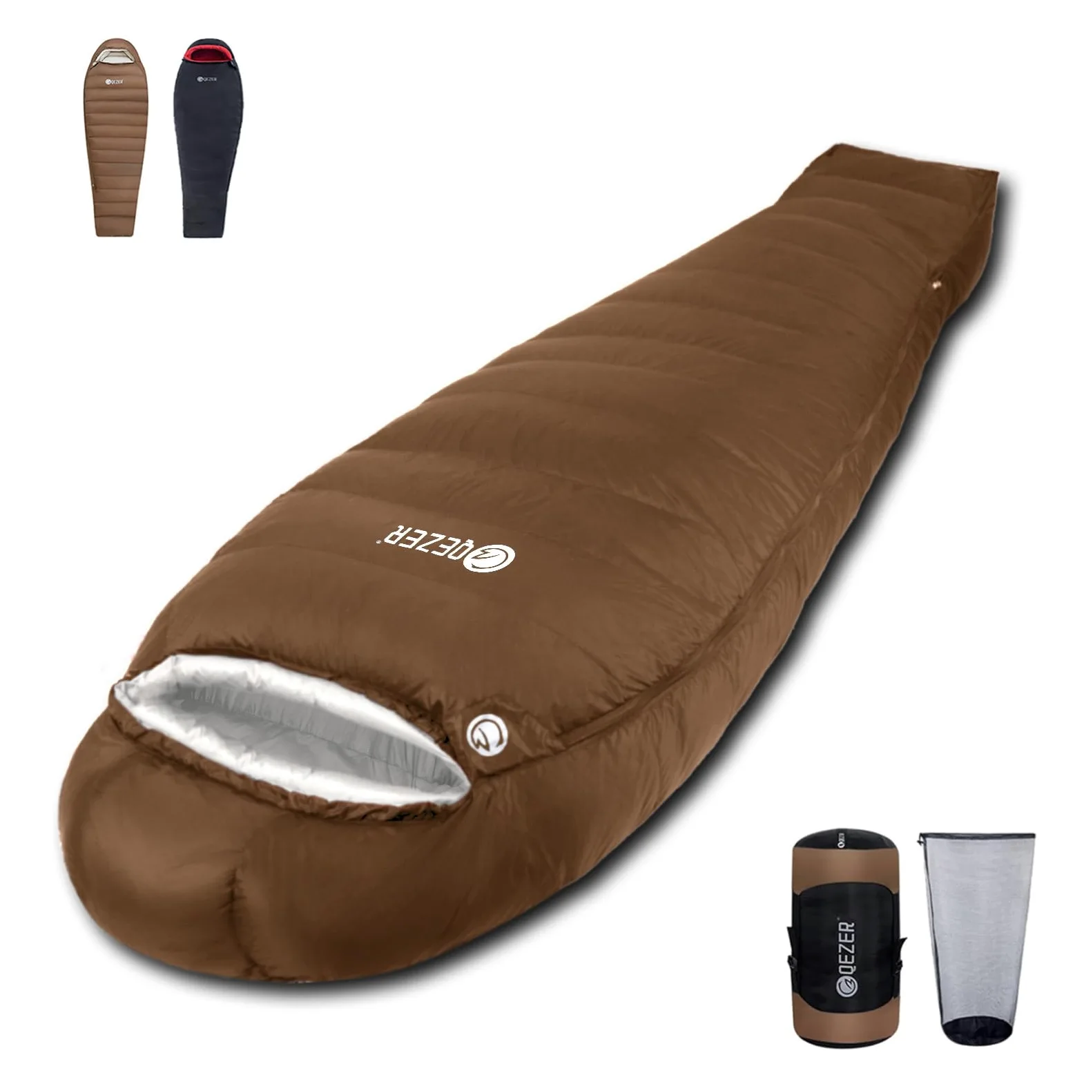 Saco de dormir de 0 grados para adultos, relleno de plumón de 660 grados, para clima frío, -28.9 °C / --13.3 °C / -17.8 °C / -12.2 °C saco de dormir grande y ligero