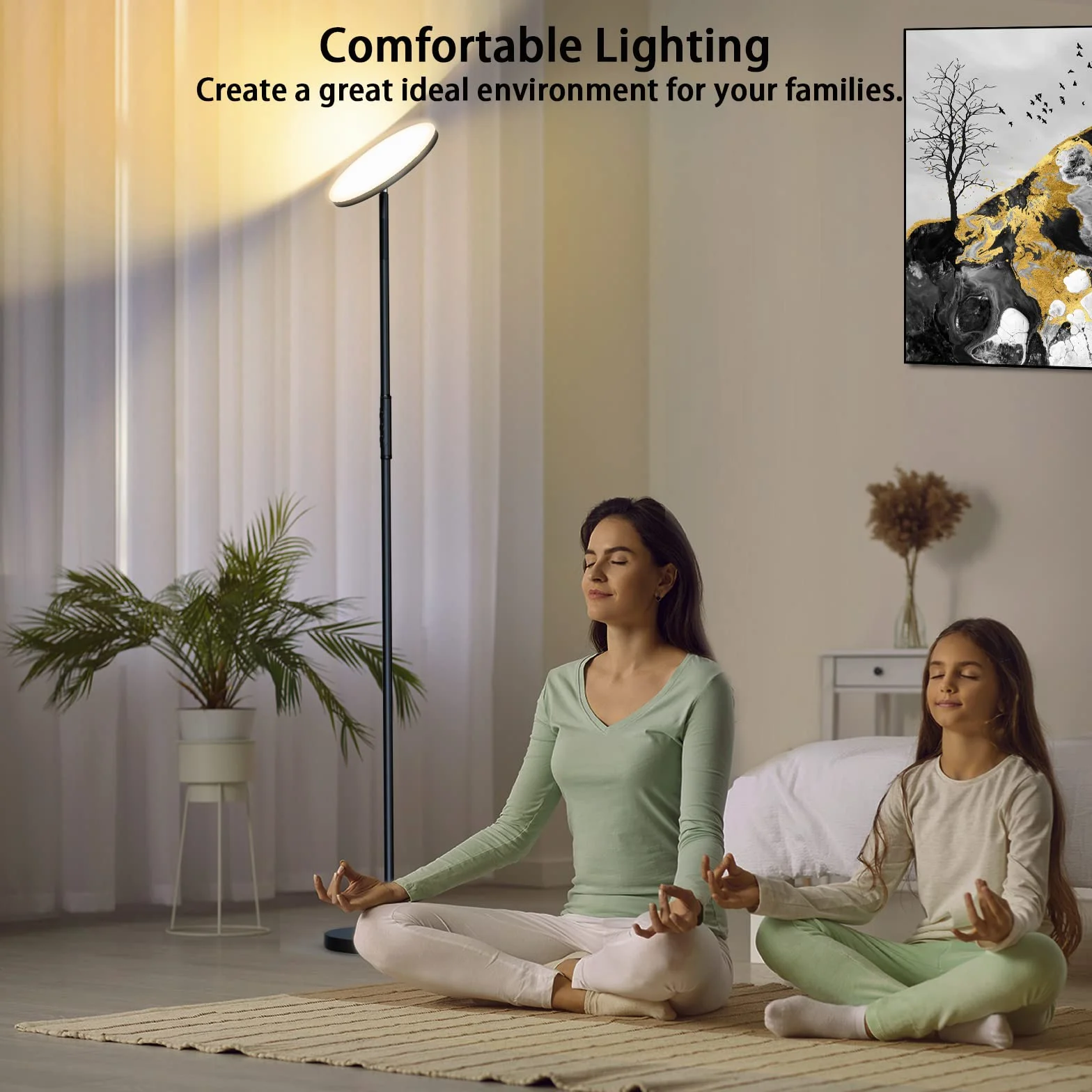 Lámpara de pie 36W 3600LM 350W Equivalente Moderna Torchiere con Mando a Distancia y Control Táctil 69" Sala de Estar