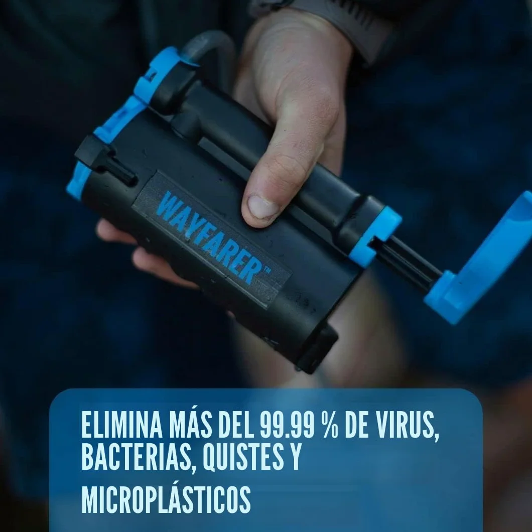 LifeSaver Wayfarer - Purificador de Agua Portátil Compacto y Liviano, Kit Supervivencia para Camping y Aventura, Filtro de Agua de Mano, Elimina el 99,99% de Bacterias y Microplásticos