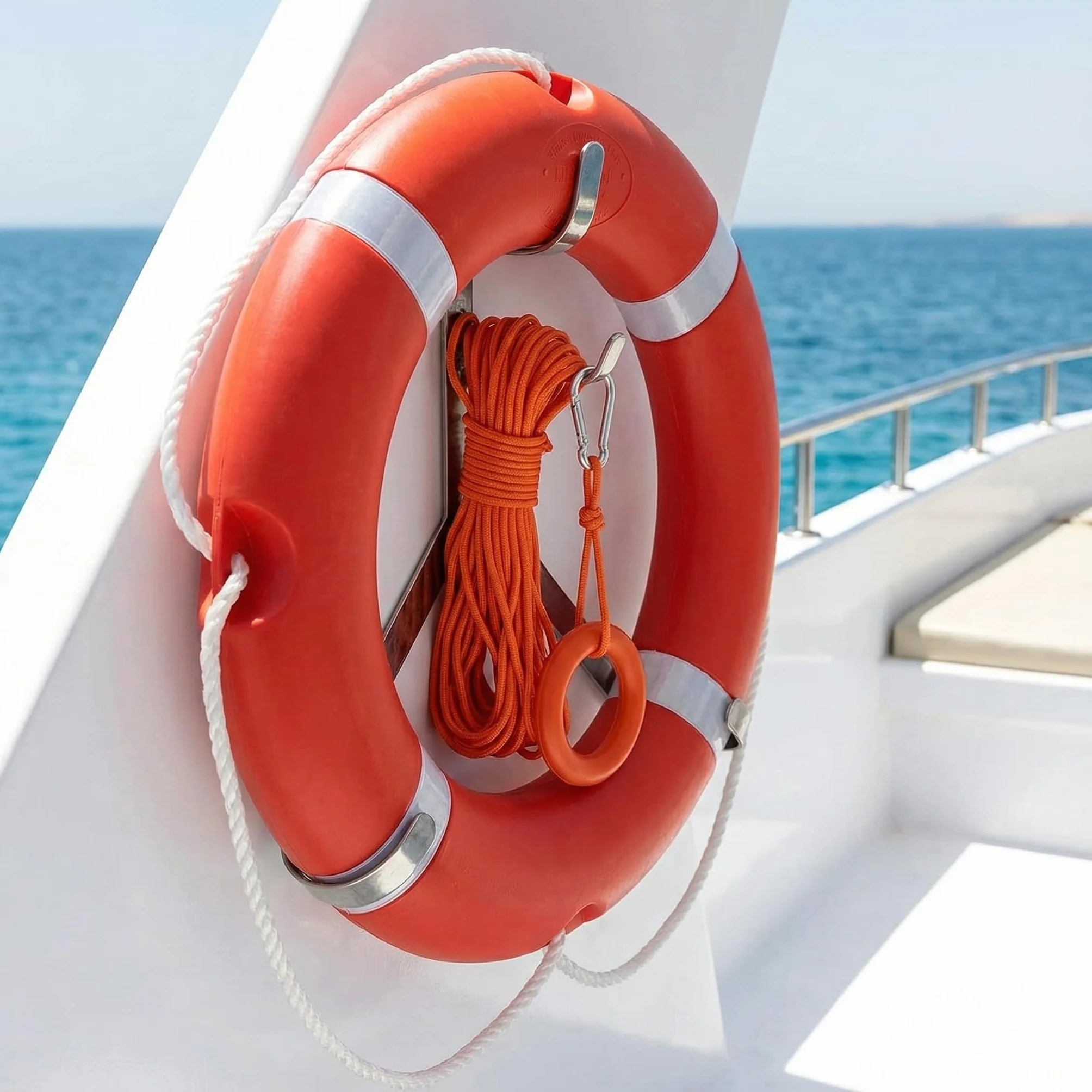 Aro Salvavidas de Barco de 72 CM con Cuerda de aro Salvavidas Flotante de Agua 30 M, 2,5 KG estándar Internacional Profesional al Aire Libre Anillo Salvavidas