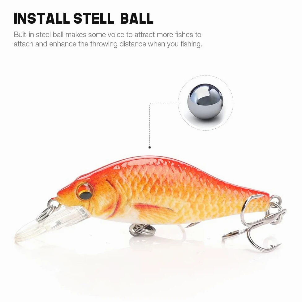 5 Piezas/Caja Mini Minnow wobblers Pesca señuelo Juego de señuelos 5 cm 4g Flotante Minnow señuelos Kit Cebo Artificial cigüeñal Pesca (Color : Set B)