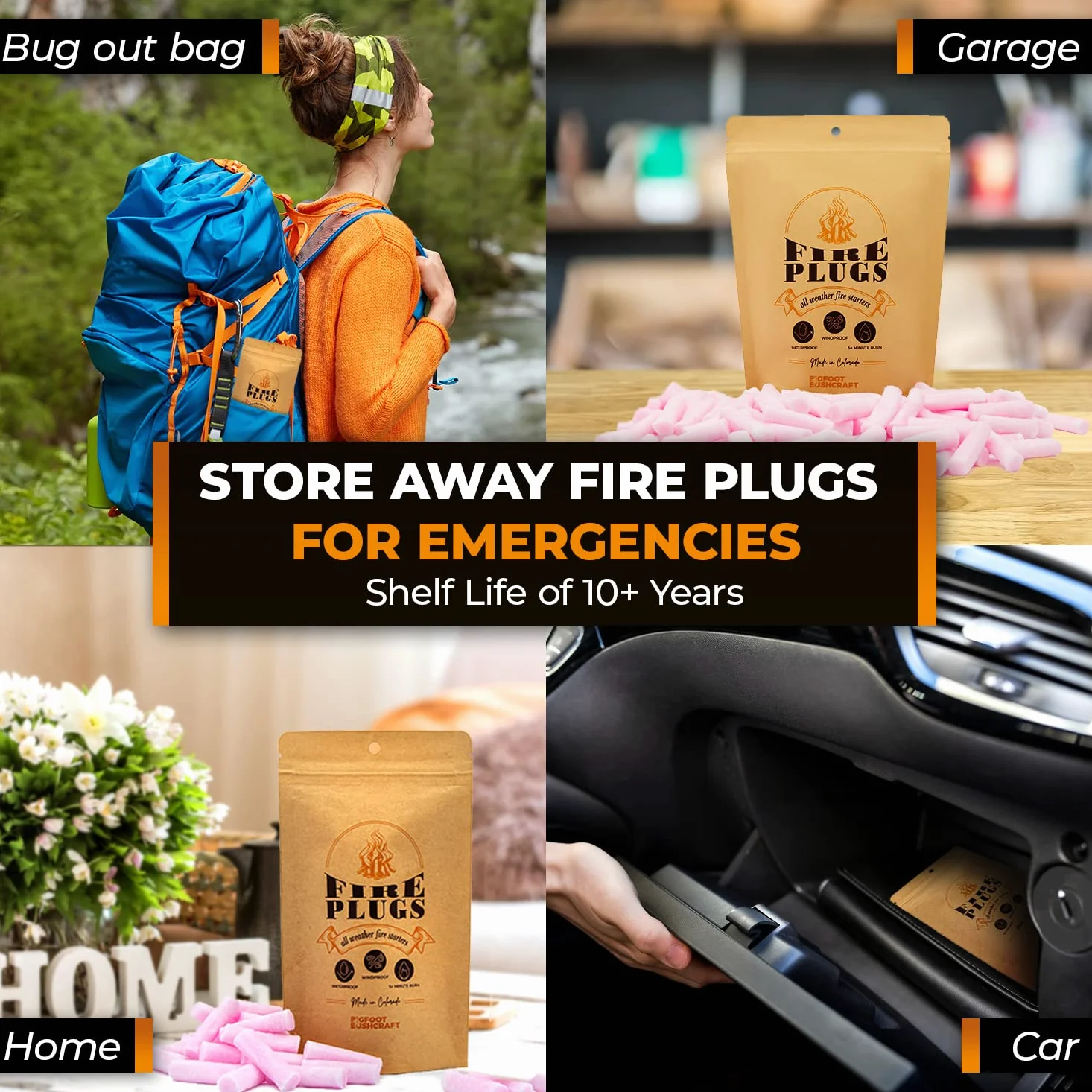 Arrancadores de fuego impermeables no tóxicos con más de 5 minutos de combustión para emergencias, supervivencia, fogatas, hogueras, parrillas, fabricados en los Estados Unidos, paquete de 50