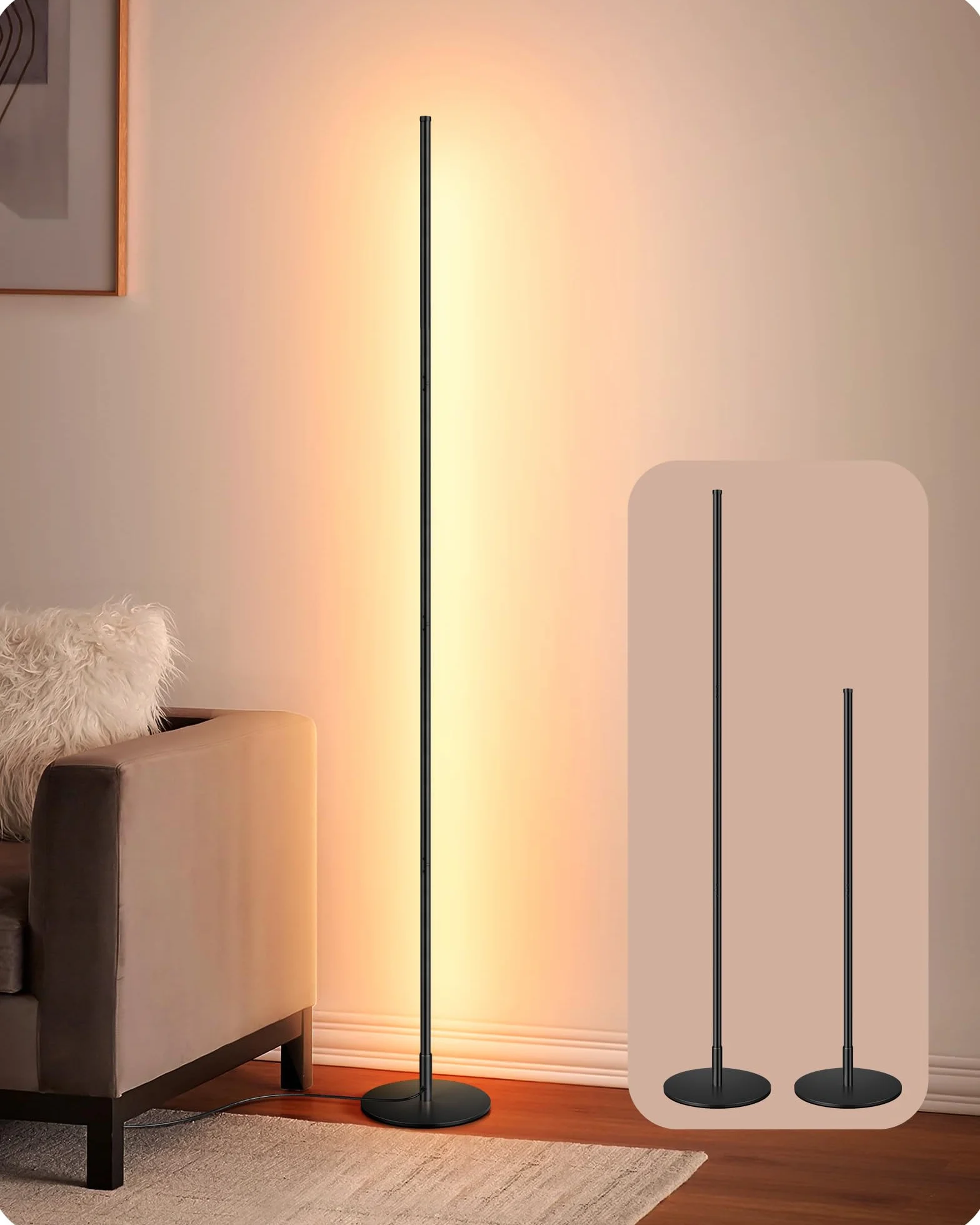 EDISHINE Lámpara LED de pie intensidad variable continua 3000K luz blanca cálida interruptor de pie moderna dormitorio sala de estar