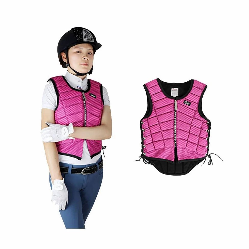Chaleco Ecuestre Seguridad Profesional Equitación Protector Gear Cremallera Chaleco para Adultos Hombres Mujeres Niños Niños (Blue CS)