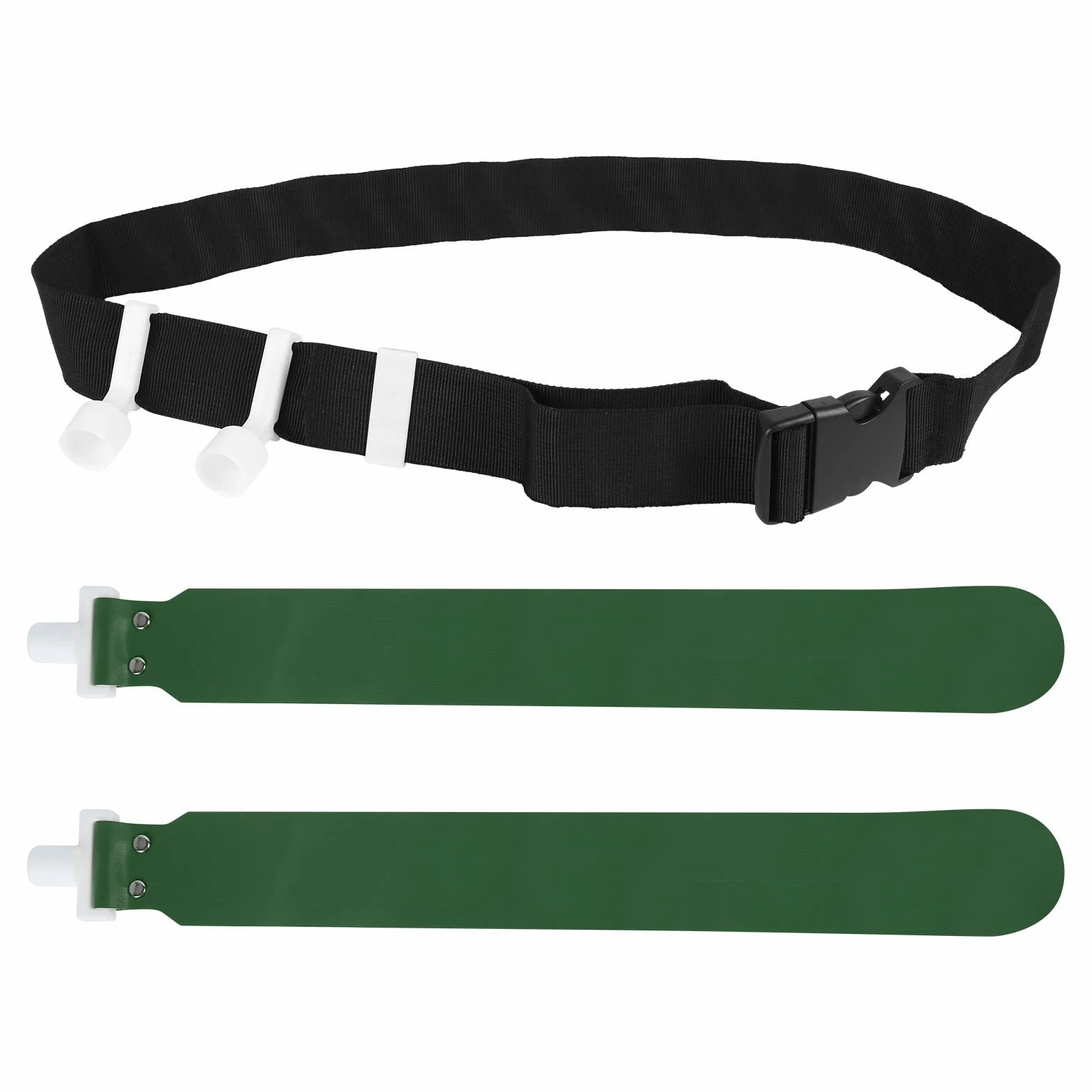 DONGKER Juego de banderas y cinturones, banderas de fútbol, cinturón de fútbol de PVC, 2 banderas, hebilla de liberación para equipos de entrenamiento juvenil y adulto, verde, 1