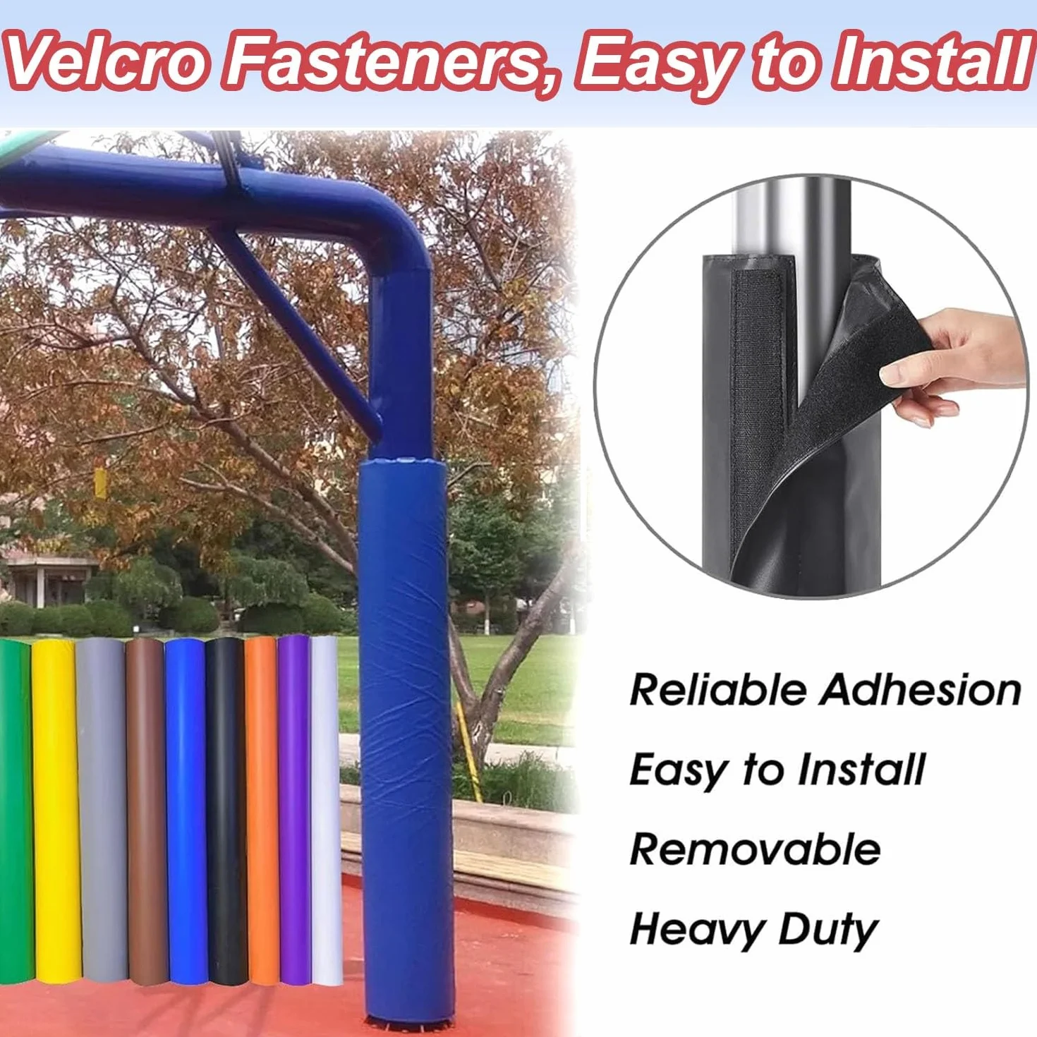 Acolchado de poste para poste de metal, almohadillas protectoras redondas de 6 pies con cremallera para parque infantil, sótano o toldo, protección de aro de baloncesto resistente