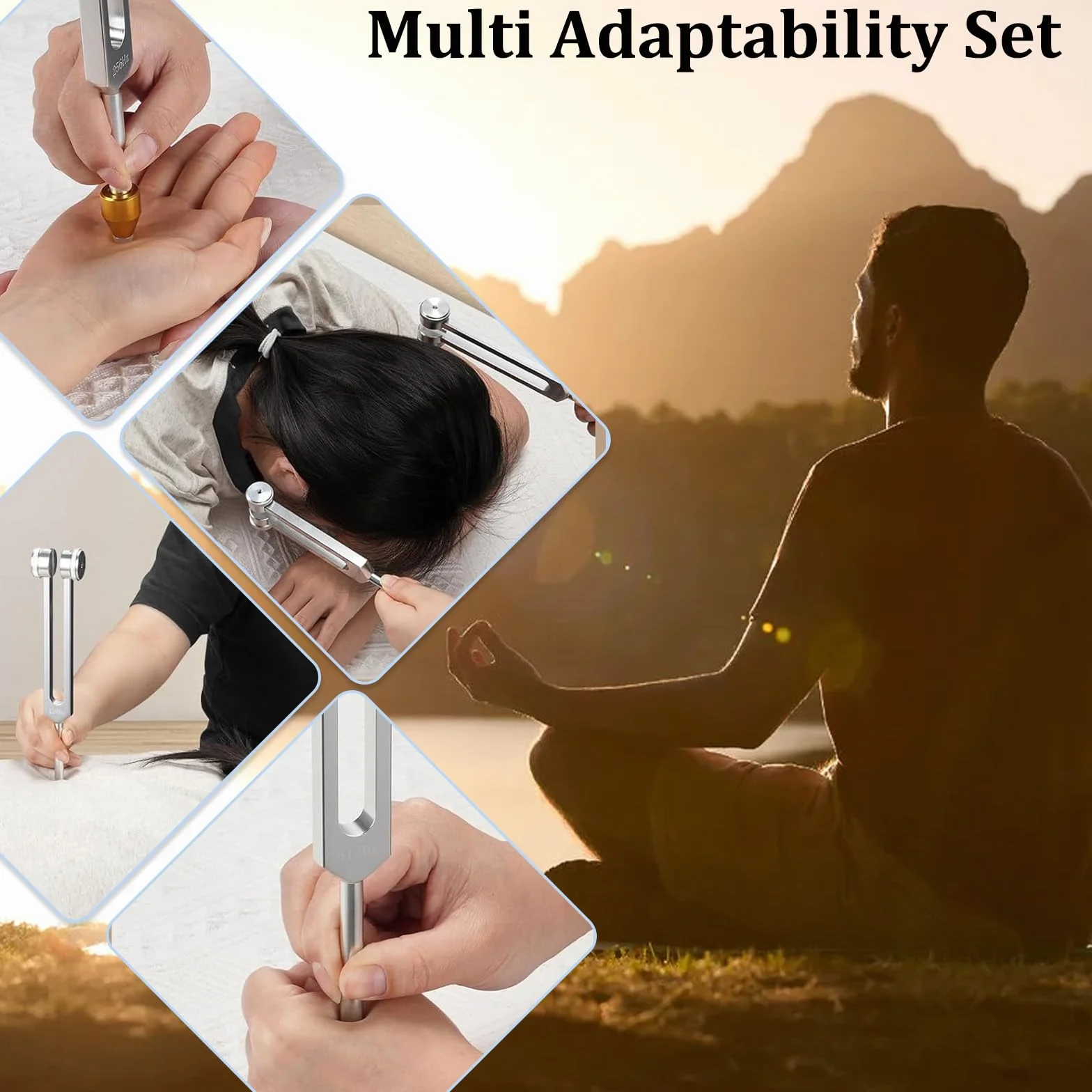 Diapasones Terapeuticos 4 Piezas 128 Hz 256 Hz 512 Hz 1024 Hz Set para Terapia de Sonido Yoga