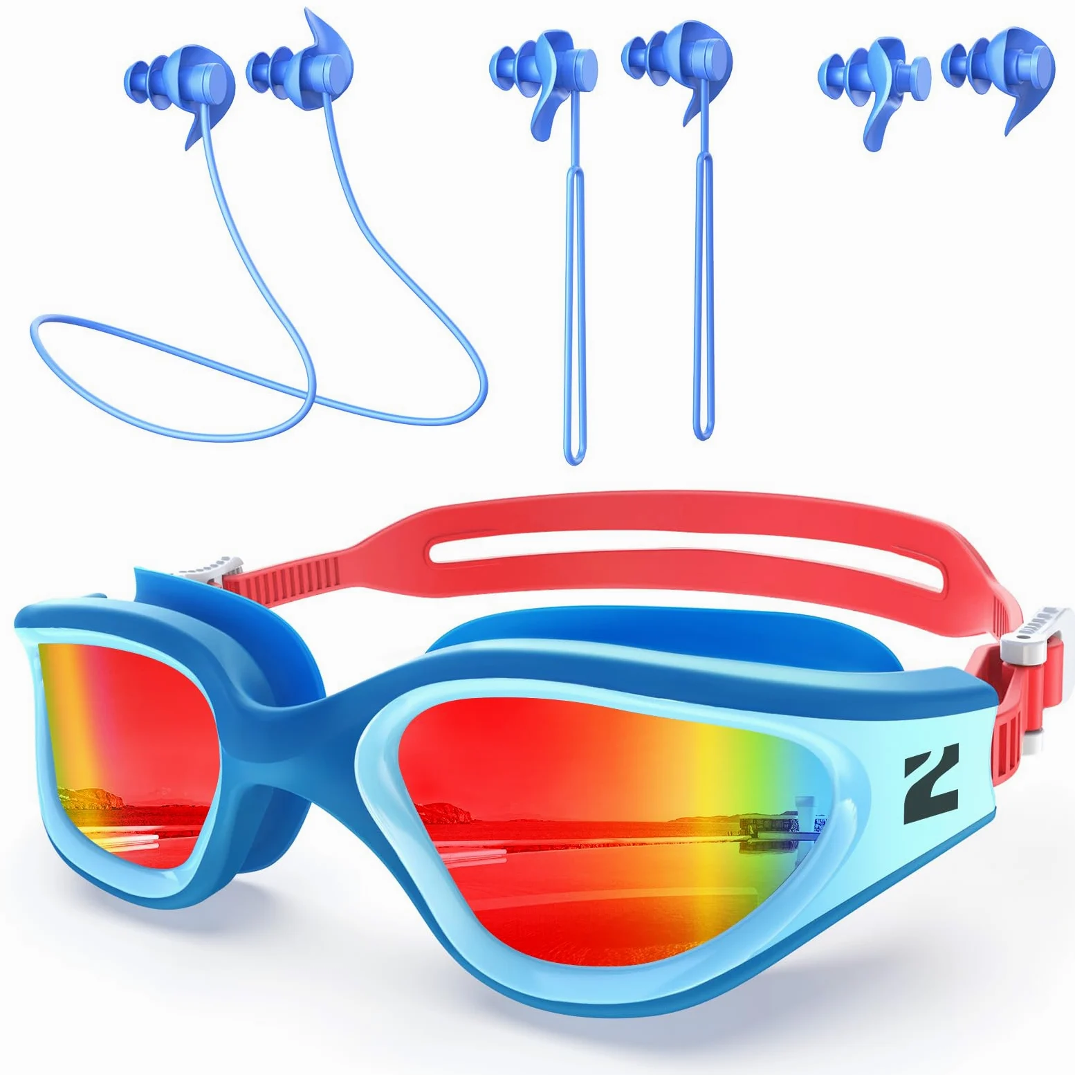ZIONOR G1 Lite - Gafas de natación polarizadas con 3 pares de tapones para los oídos, protección UV antivaho, gafas de natación para adultos, hombres, mujeres y jóvenes