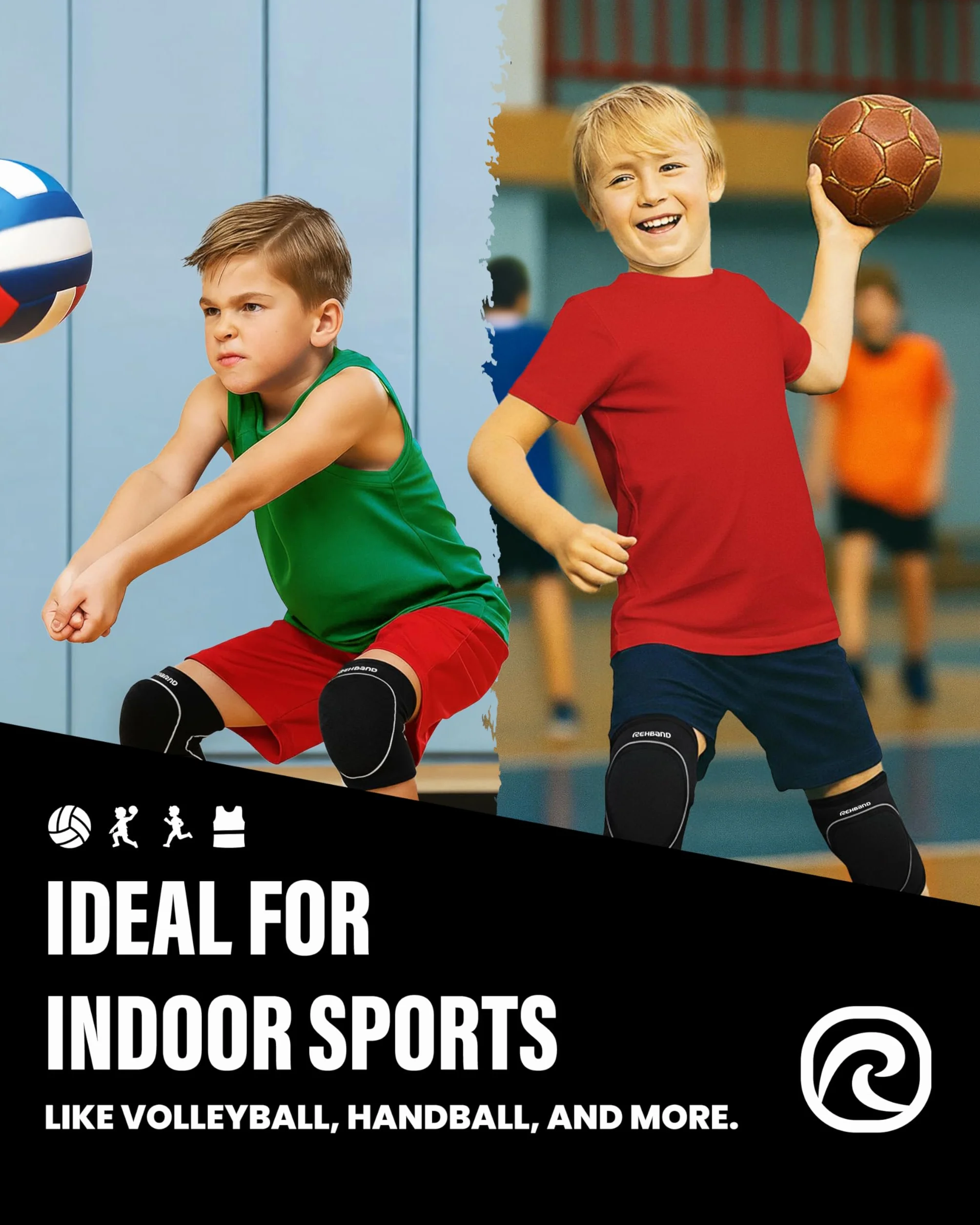 Rehband Rodilleras para niños S M L 1 par para voleibol balonmano protección