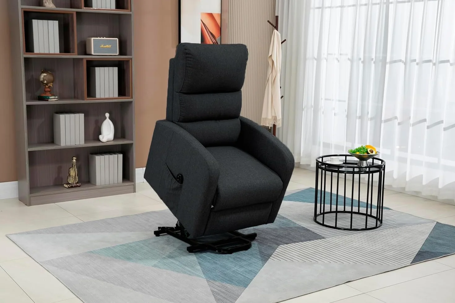Sillón Relax eléctrico Reclinable Confort Tela Poliéster Microfibra Negro