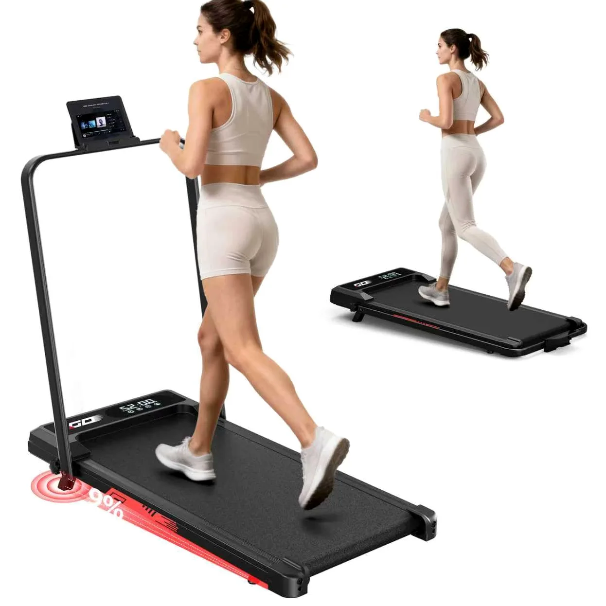Cinta de Correr 4 en 1 Plegable con Inclinación 9% – Caminadora Eléctrica Silenciosa 10 km/h, Motor 3,0 CV, Sistema de Amortiguación, Pantalla LCD, 140 kg Máx – Hogar, Oficina y Fitness en Casa