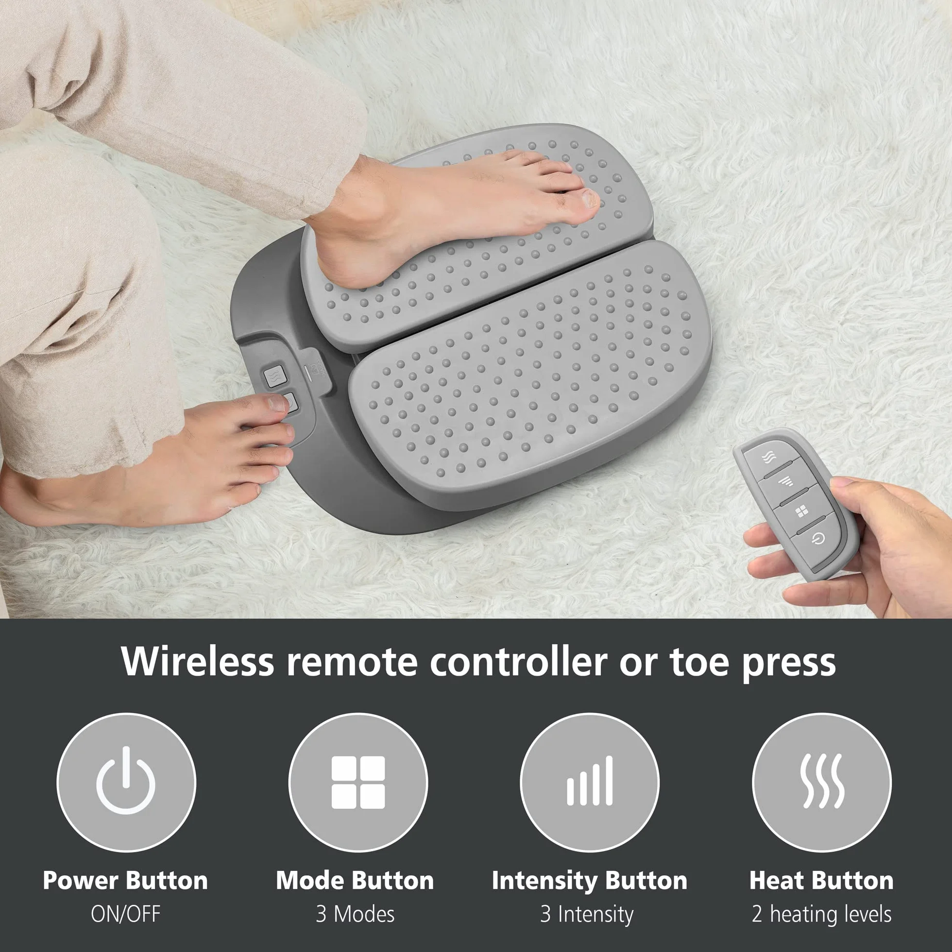 SNAILAX Masajeador de pies con calor y vibración control remoto eléctrico para circulación fascitis plantar alivio dolor