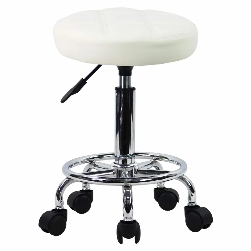 Taburete Giratorio Regulable en Altura 49-64cm Blanco