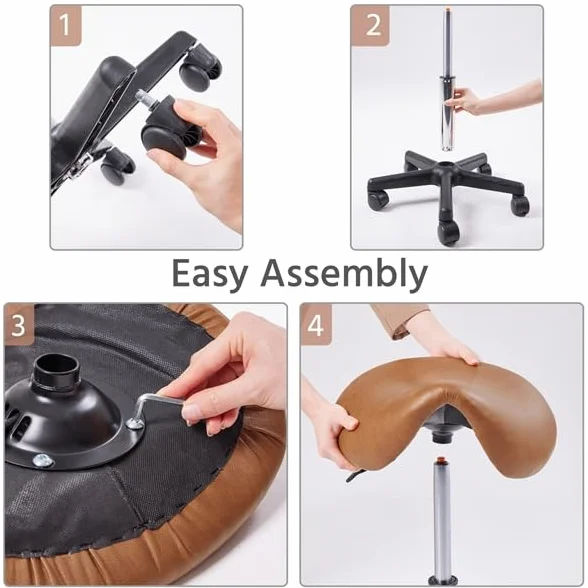 Yaheetech Taburete Profesional PU Giratorio Altura Ajustable 45,5-60 cm Marrón Retro