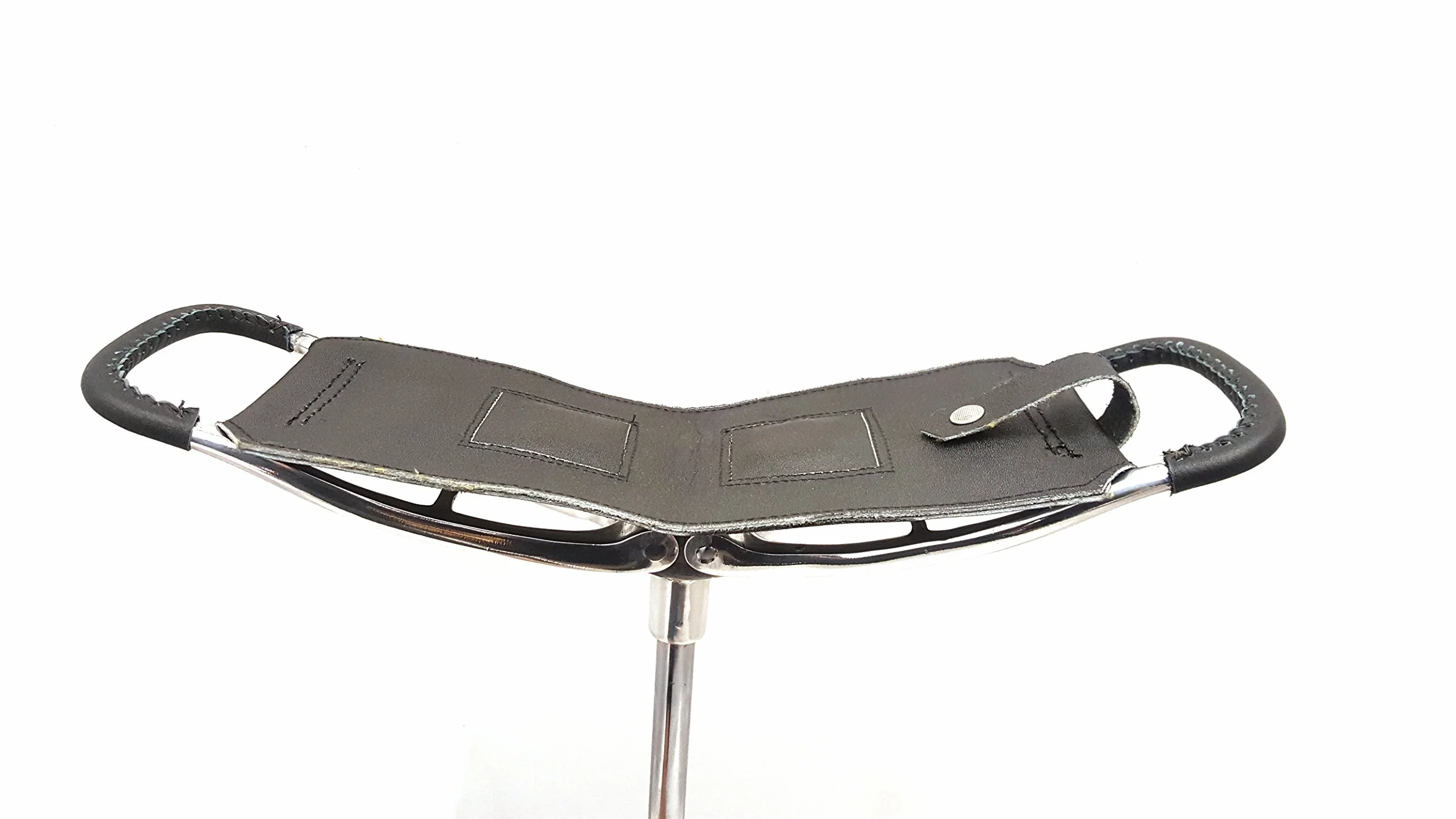 Bastón negro de calidad, asiento de caza, silla de caza, 5 posiciones de altura, asas y eje de cuero, altura máxima de 34 pulgadas, capacidad de peso de 100 kg