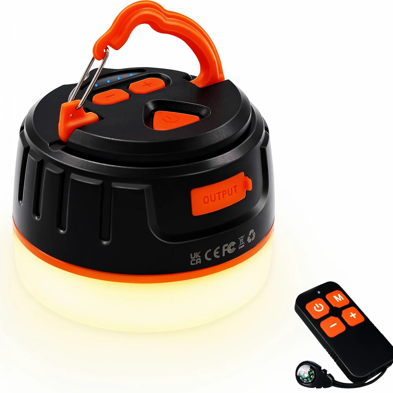 Linterna para acampar recargable con control remoto Lanktoo, Banco de energía de 6400 mAh, 5 modos Resistente al agua, Dimmble, Luz para carpa pequeña con base magnética para excursiones de emergencia