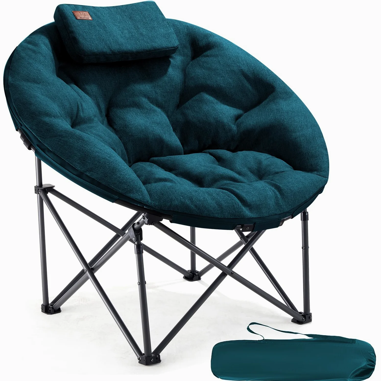EVER ADVANCED Moonchair XXL - Silla de camping plegable (150 kg, redonda, acolchada, extra ancha, para exteriores, camping, jardín, balcón, interior, color verde