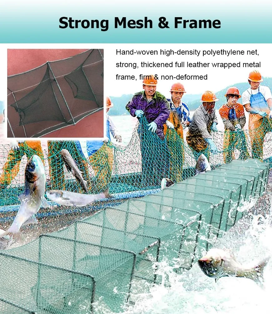 2 trampas de Cebo for camarones y cangrejos de 7,9 a 52,5 pies de Largo, trampas for Peces, Red de Pesca, Captura automáticamente más Peces fácilmente