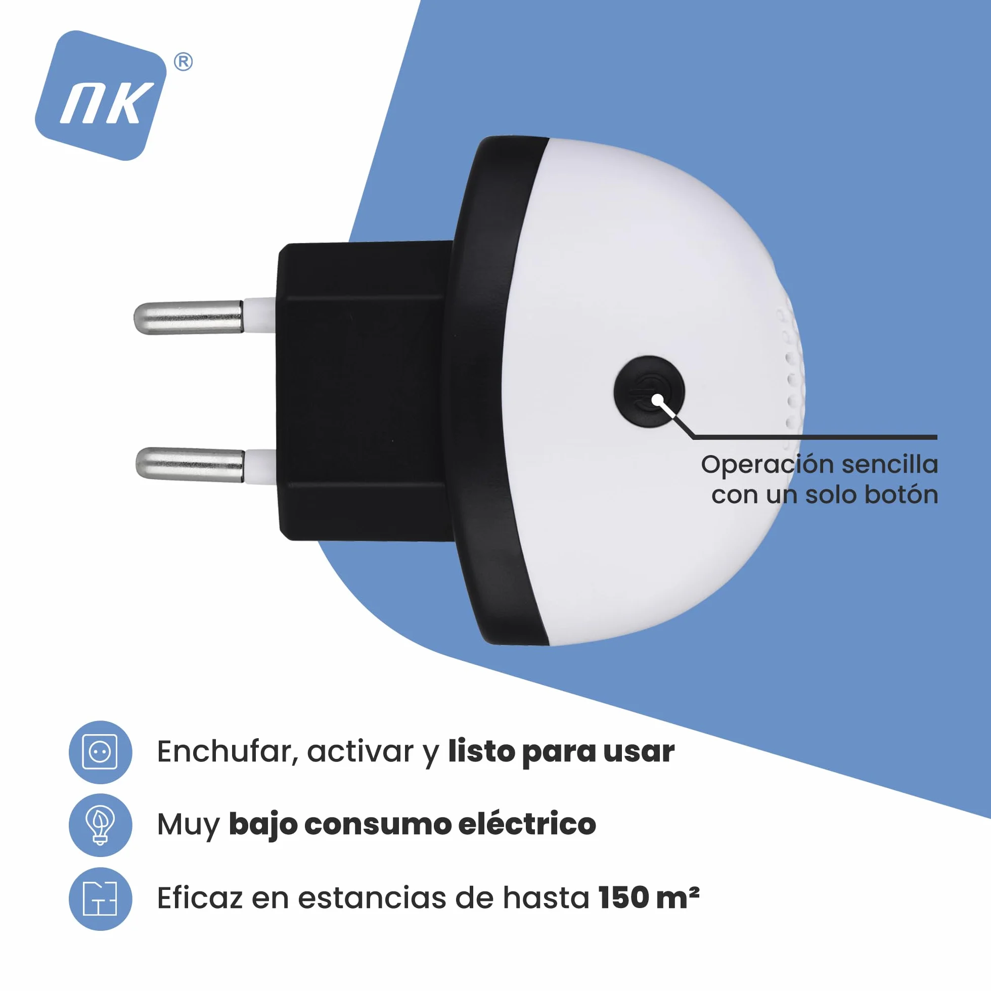 Repelente Ultrasónico Antimosquitos Electrónico 150 m² Blanco Negro