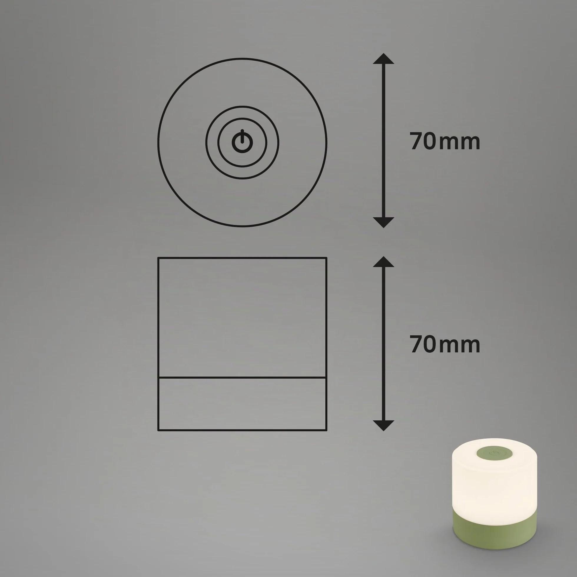Briloner Mini Lámpara de Mesa LED Inalámbrica Recargable USB-C Luz Blanca Cálida 7x7 cm Verde