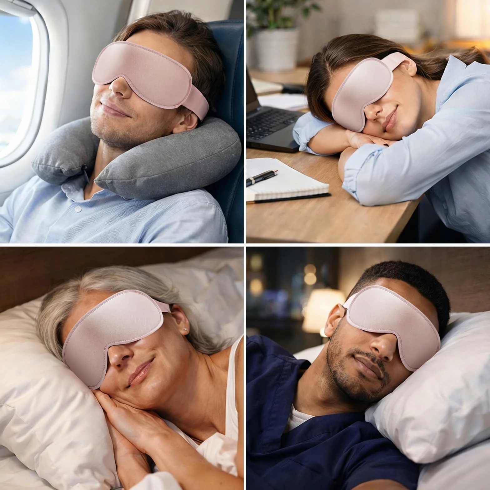 GRIFEMA Antifaz para Dormir 3D Opaco, Máscara sin Presión Ocular, Correa Ajustable, Rosa