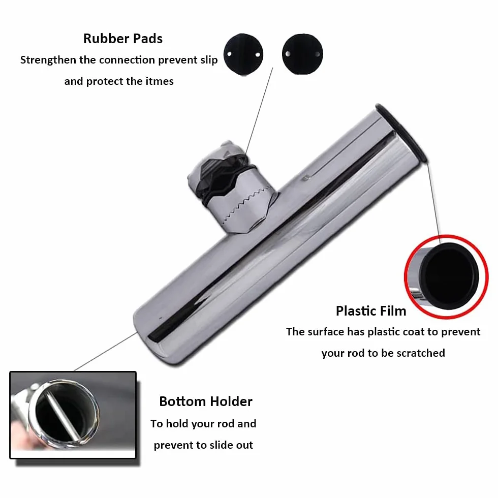 AMYSPORTS Soporte Cañas de Pescar Inoxidable para Barco Rieles 3/4" a 1" 19 mm a 25 mm