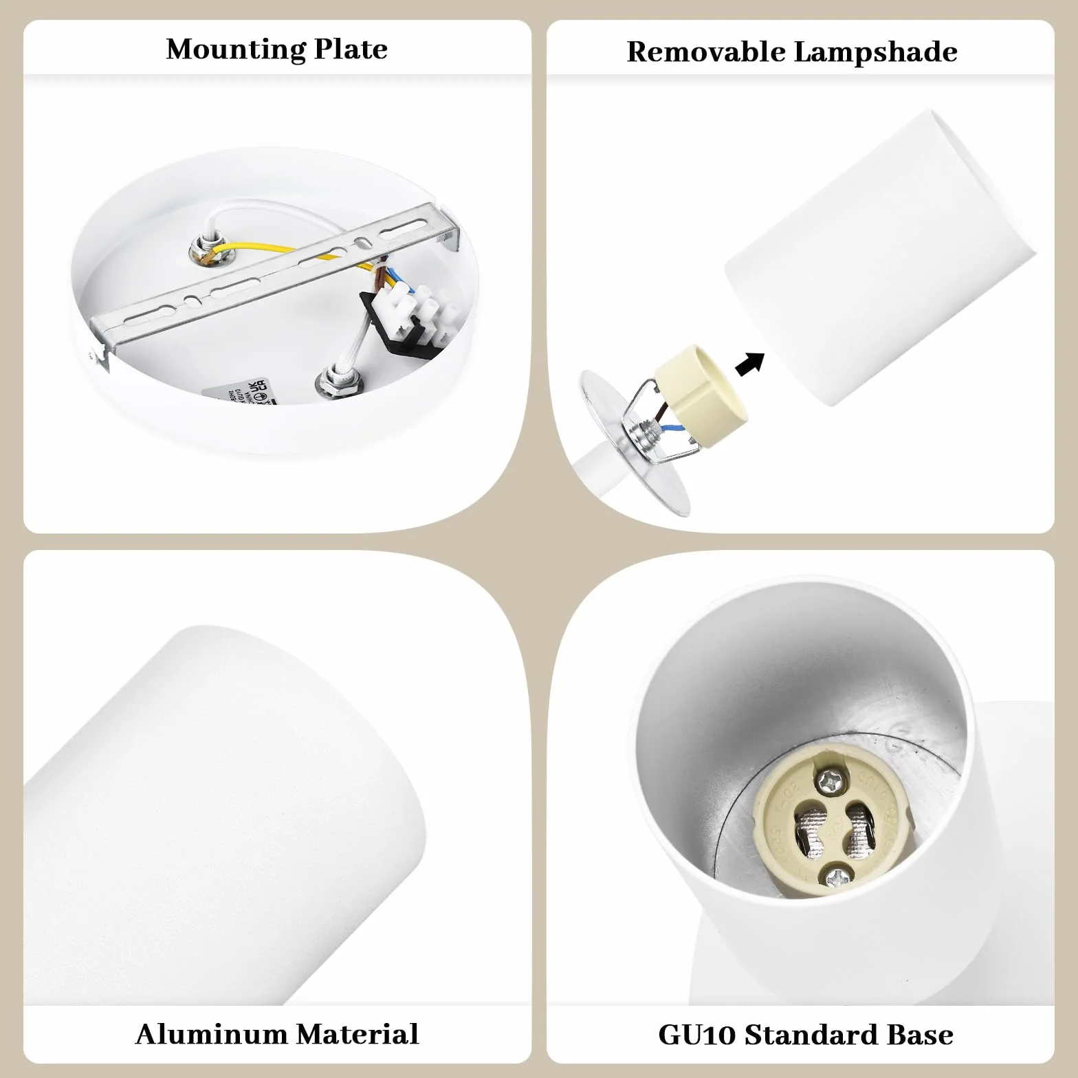 GeyouLux Lámpara de Techo Blanco 3 Focos LED Ajustables Giratorios GU10 Plafón Redondo para Salón Dormitorio