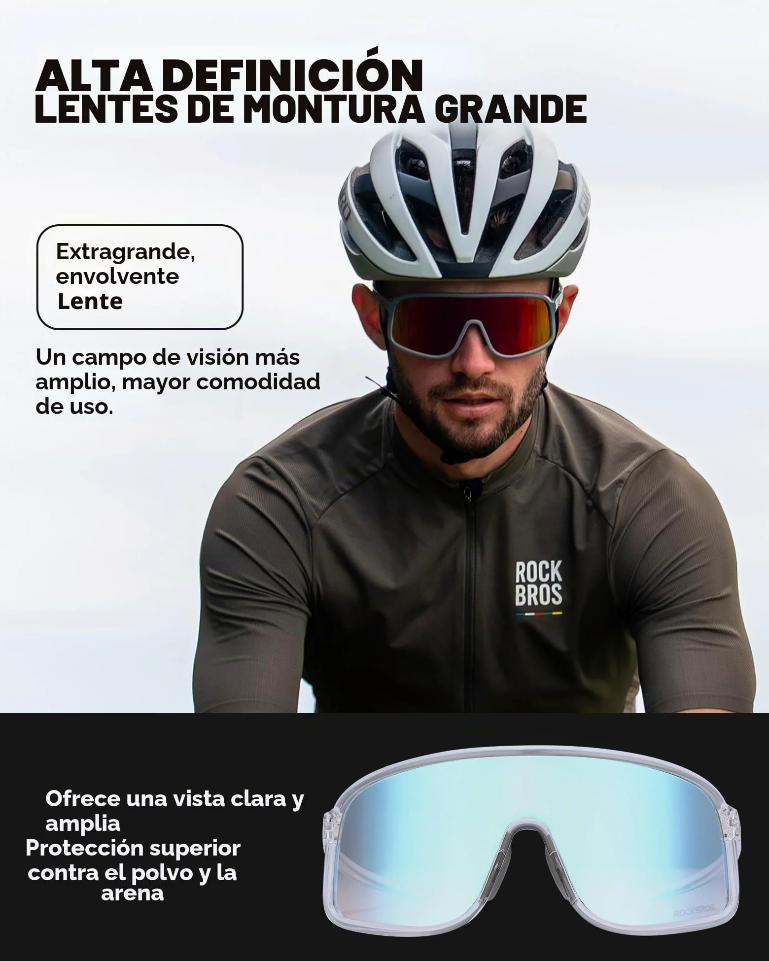 ROCKBROS Gafas de Ciclismo Fotocromáticas UV400 Para Hombre Mujer, Gafas de Sol TR90 para Actividades al Aire Libre Senderismo Correr
