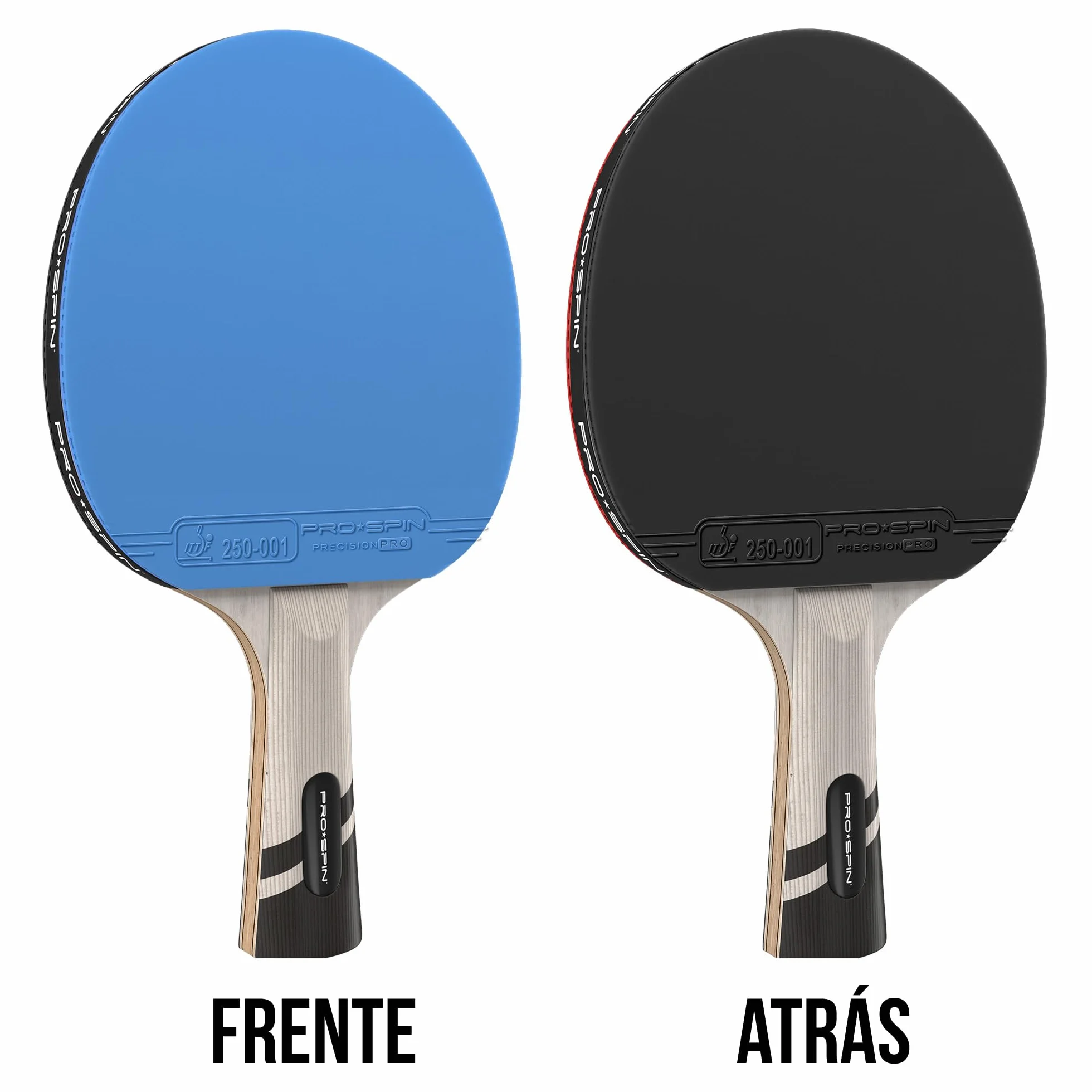 PRO-SPIN Palas de Ping Pong Homologada ITTF Fibra de Carbono Madera 7-Ply Goma Ofensiva Esponja 2 mm
