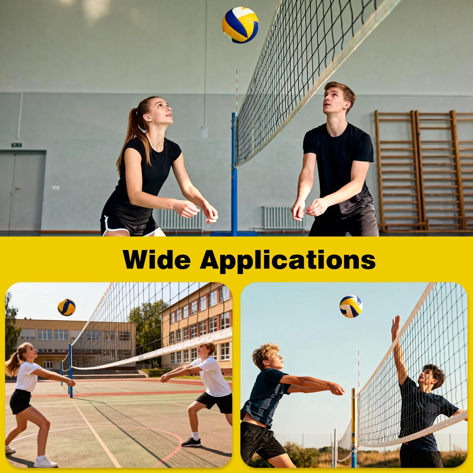 6 pelotas de voleibol tamaño oficial 5 con bomba, incluye 6 bolsas de red y agujas de inflado, pelotas de entrenamiento de PVC suave para uso en interiores y exteriores, adecuadas para