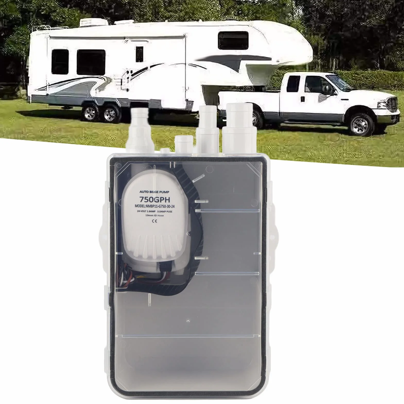 Bomba De Sumidero Para Ducha 750GPH Con Flotador Automático Y Múltiples Entradas DC 12V/24V Para Barcos Y Yates Compatible Con Y Rule Ideal Para Drenaje De Aguas Residuales