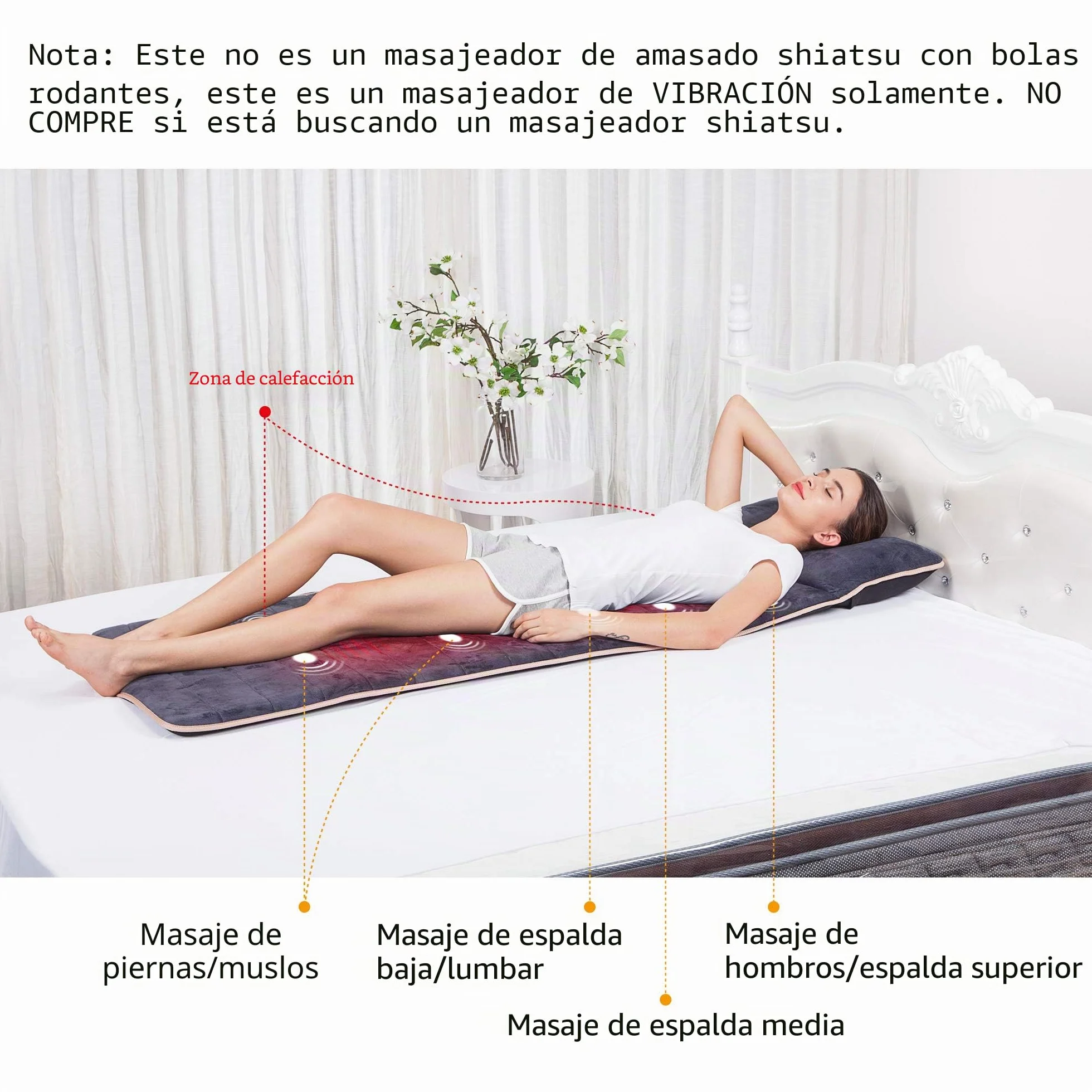 Snailax Esterilla de masaje con 10 motores de vibración y 4 almohadillas de calefacción