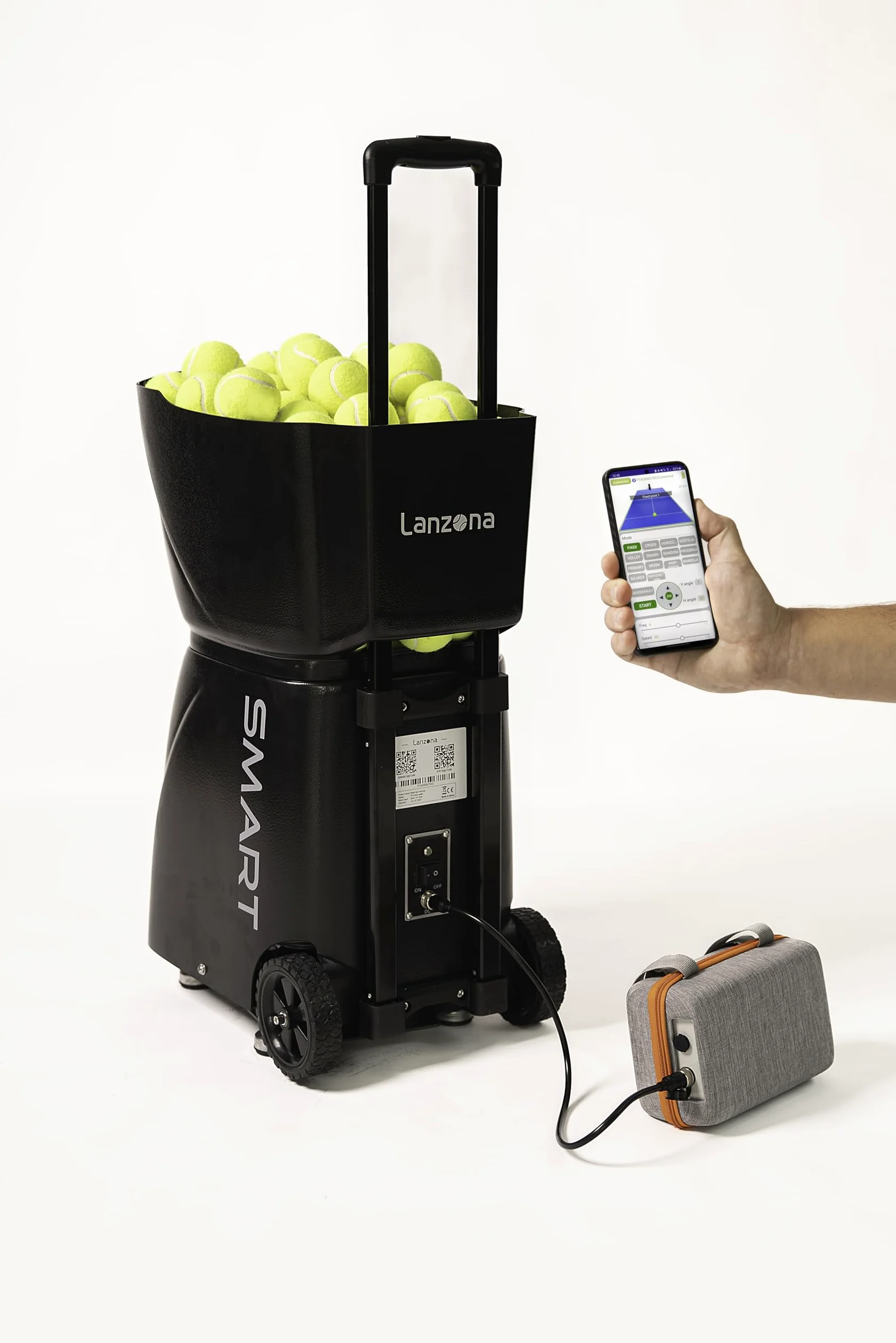 Máquina Lanza Pelotas Pádel Tenis Portátil, Batería 8 Horas, Control App y Remoto, 1500 Golpes