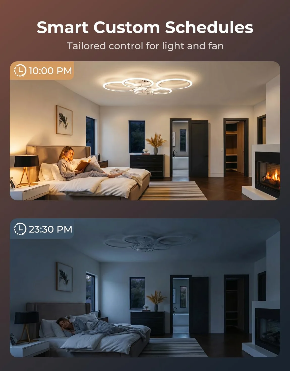 Lampara Ventilador Techo LED Compatible con Alexa, Google Assistant, Motor DC, 6 Velocidades, Silencioso