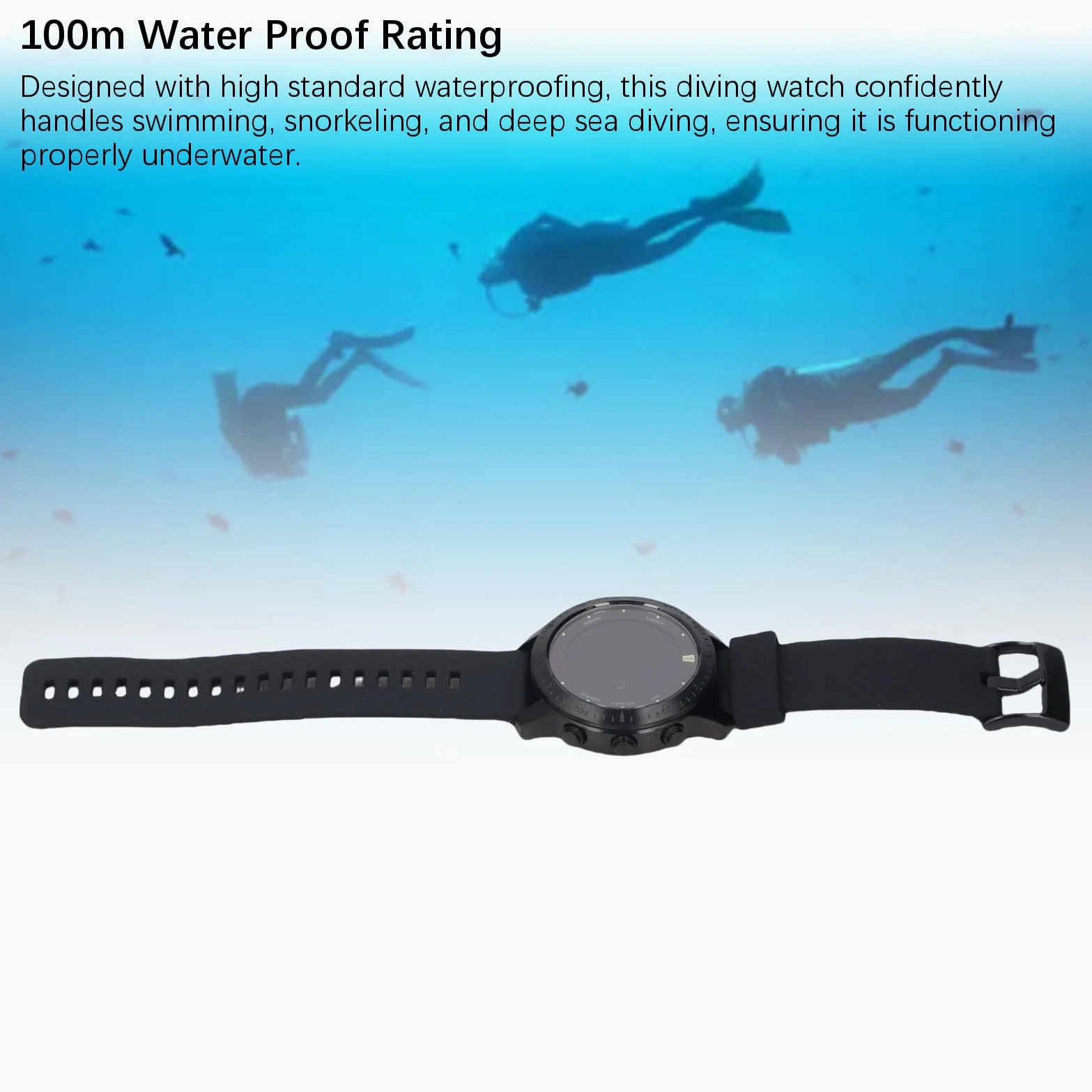 Reloj Informático de Buceo Profesional Batería de Larga Duración para Gestión del Estado Físico Aleación de Titanio Negro