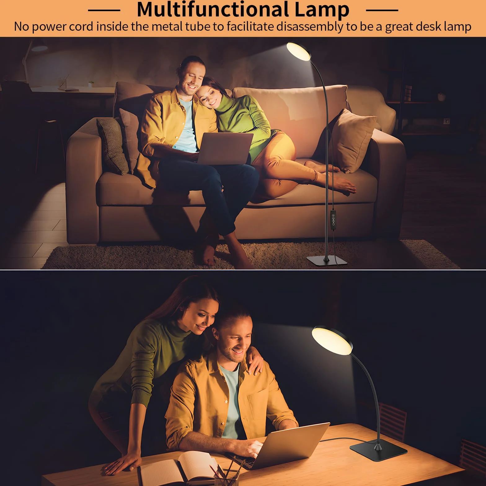 Mojimdo Lámpara de Pie LED Regulable Flexible 3 Colores 10 Luminosidades para Habitaciones Infantiles Oficina Salón