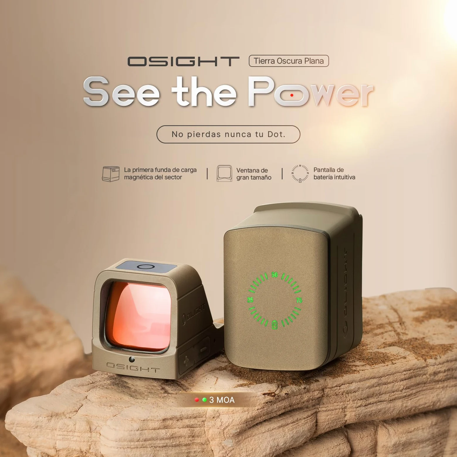 OLIGHT Osight 3 Moa Recargable y Duradera Visor Holográfico Mira Réflex Abierta con Cubierta de Carga Mira Táctica sin Paralaje para Tiro Deportivo