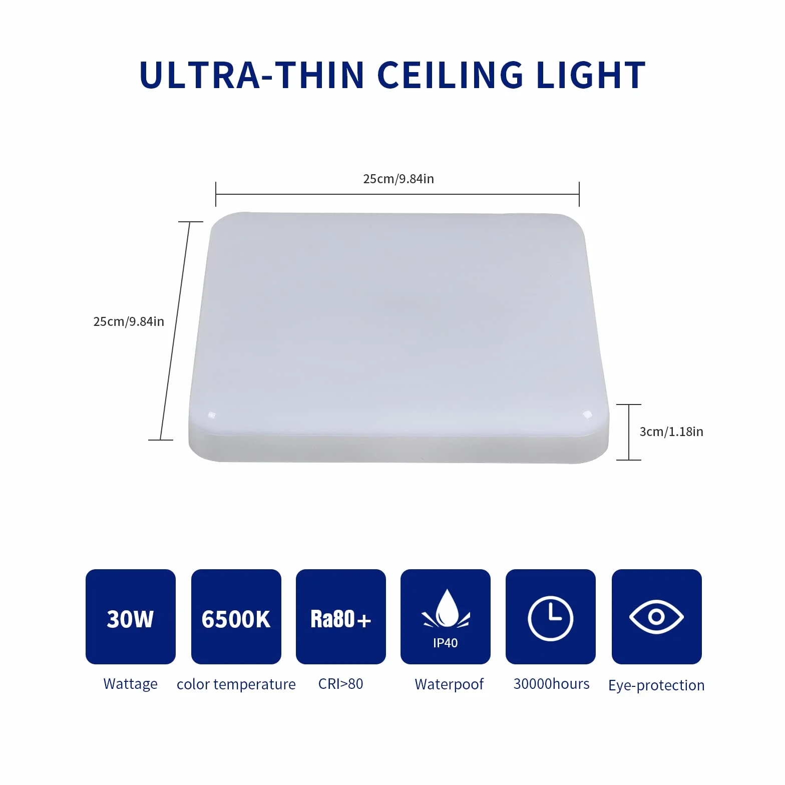 Plafon LED Techo 32W IP54 3600LM 6500K Blanco frío 25cm