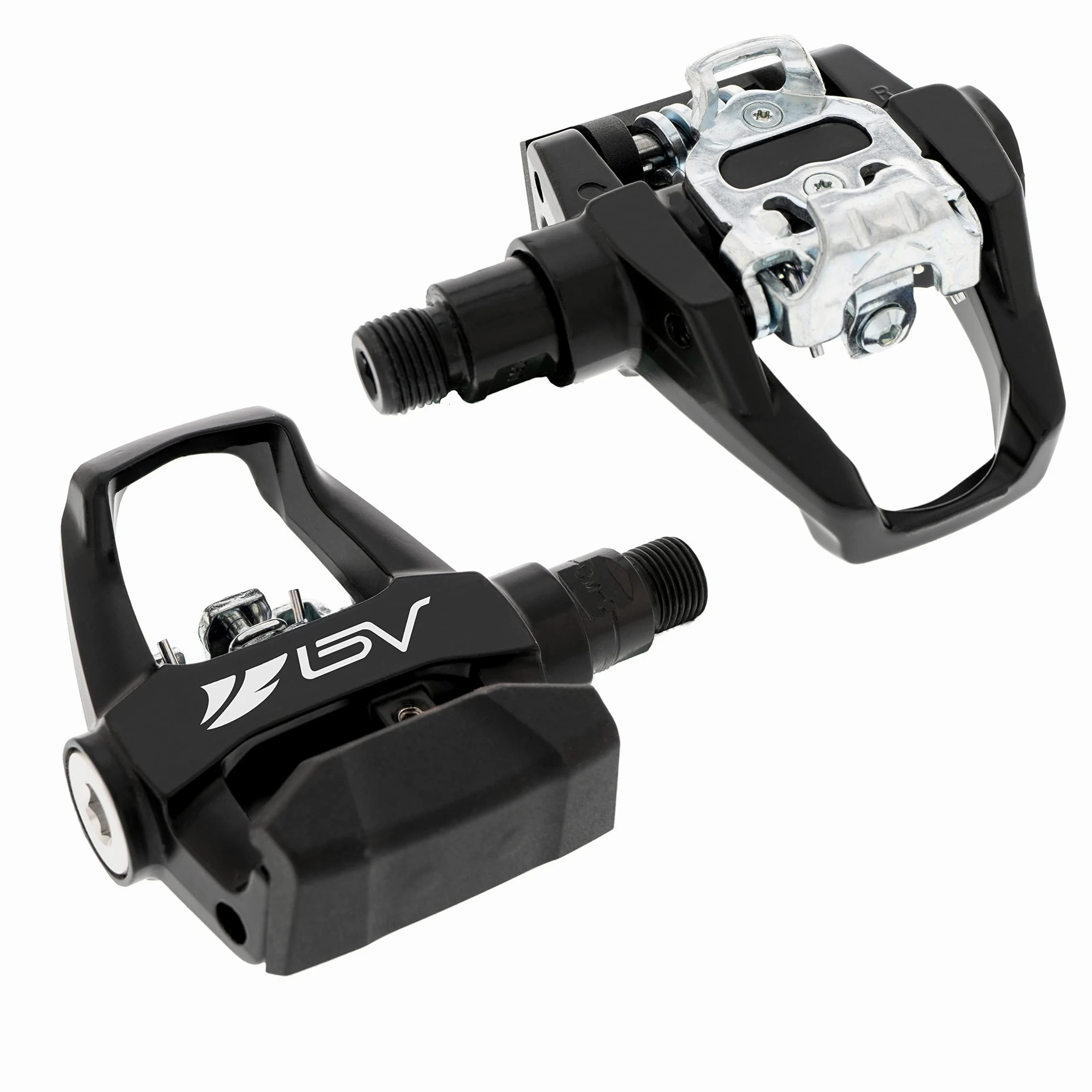 BV Pedales de Bicicleta Shimano SPD/Look Delta, compatibles con 9/16 Pulgadas con Clips para los Dedos, Pedales Peloton para Zapatos Regulares, jaulas de Dedos para Bicicleta Peloton, Pedales de