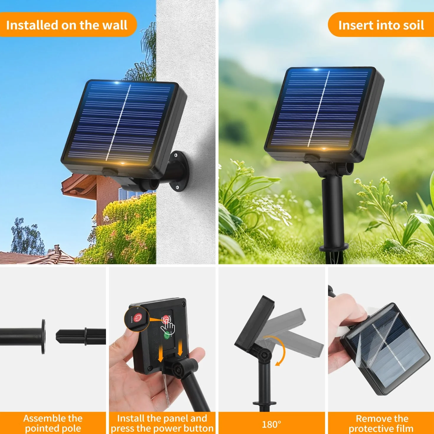 Hoteril Luces Solares Exterior LED 3x17M 150 LED IP65 8 Modos Guirnalda Solar Jardín