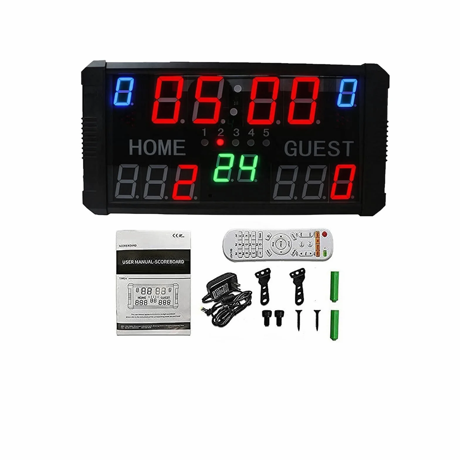 Temporizador de Reloj Marcador de Mesa portátil LED Profesional al Aire Libre 14 dígitos Marcador Digital electrónico multideportivo for Baloncesto con 12 14 24 s Reloj de Tiro/trípode