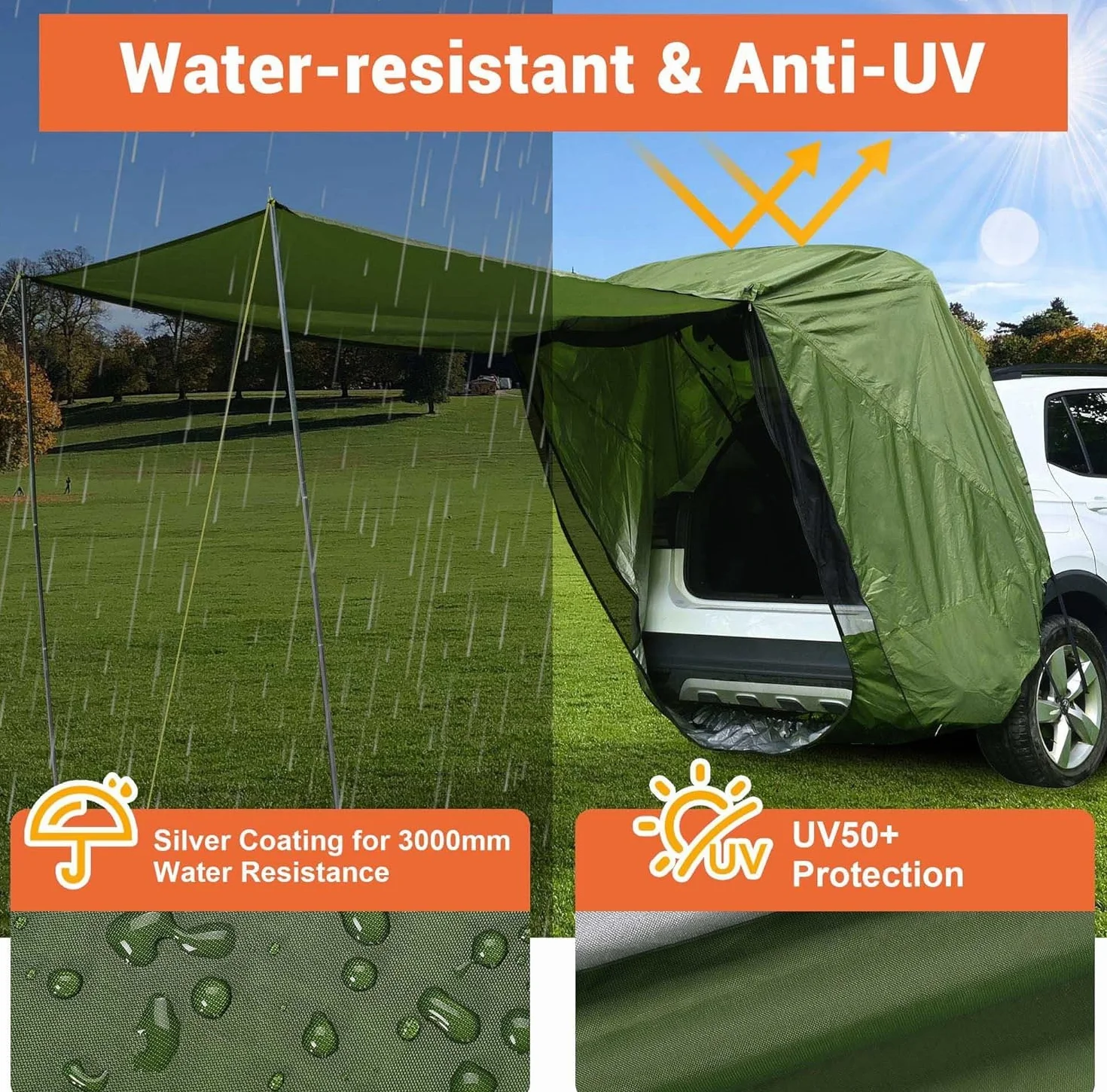 Tienda Trasera de Gran Capacidad para MPV - Toldo Campaña Impermeable con Barra de Soporte Integrada - Compatible con Adaptado a Peugeot Partner, Citroën Berlingo, Ford Tourneo