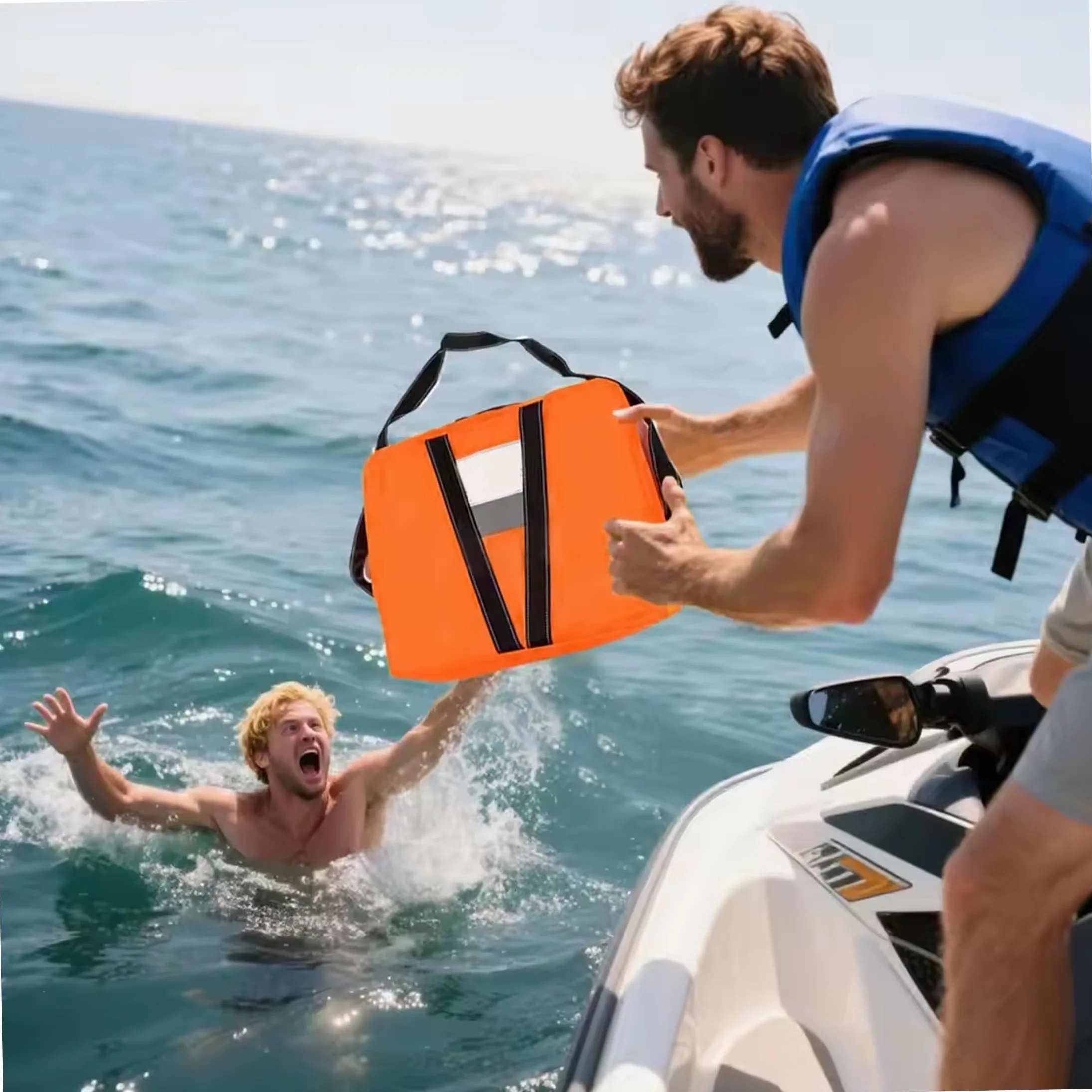 Salvavidas 2 Piezas Dispositivo de flotación arrojadizo para Barco Dispositivo de flotación arrojadizo Cojín Salvavidas para Barco Oxford Grueso e Impermeable Naranja de Alta Visibilidad